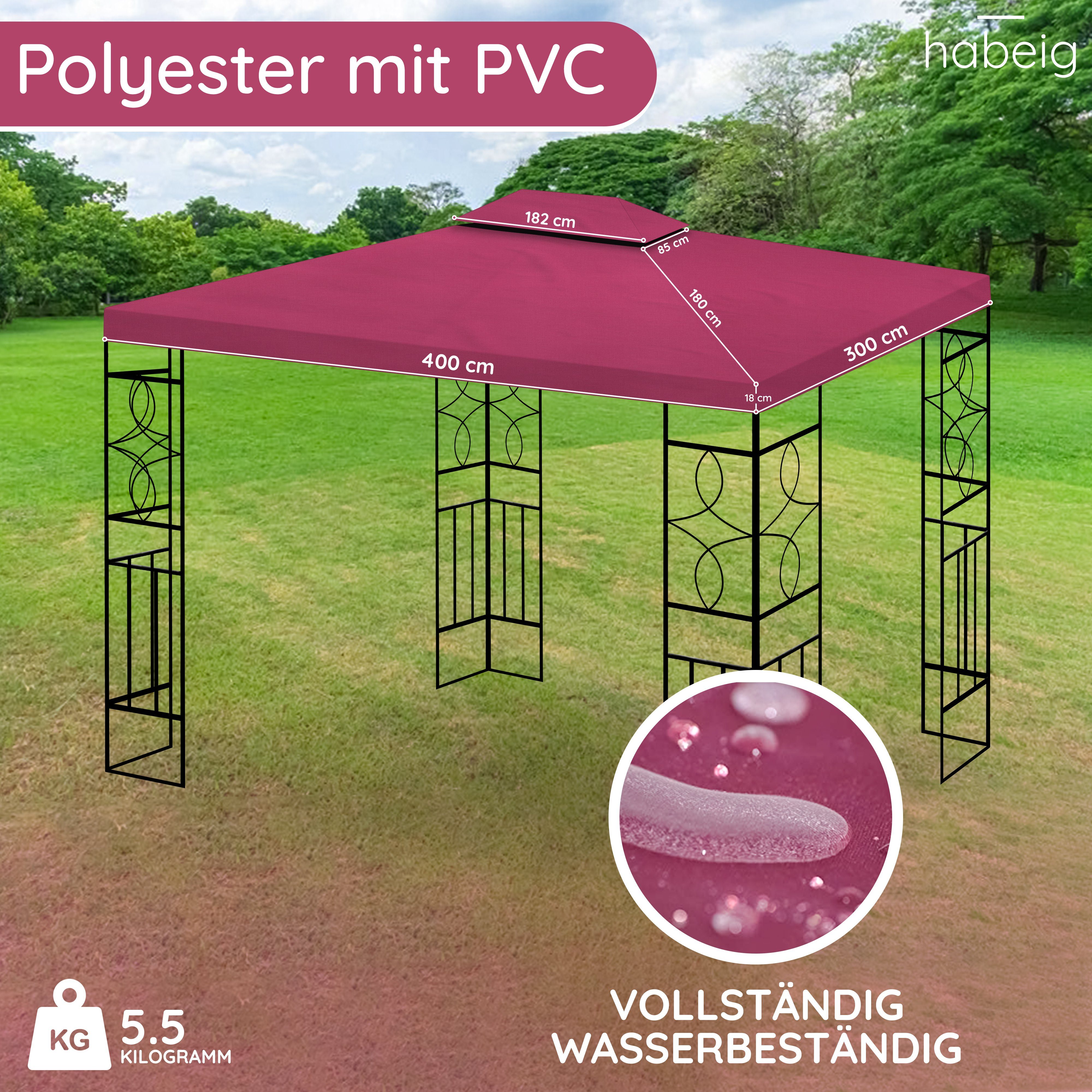 habeig Pavillon-Ersatzdach Wasserdicht Ersatzdach 3x4m Dach günstig online kaufen
