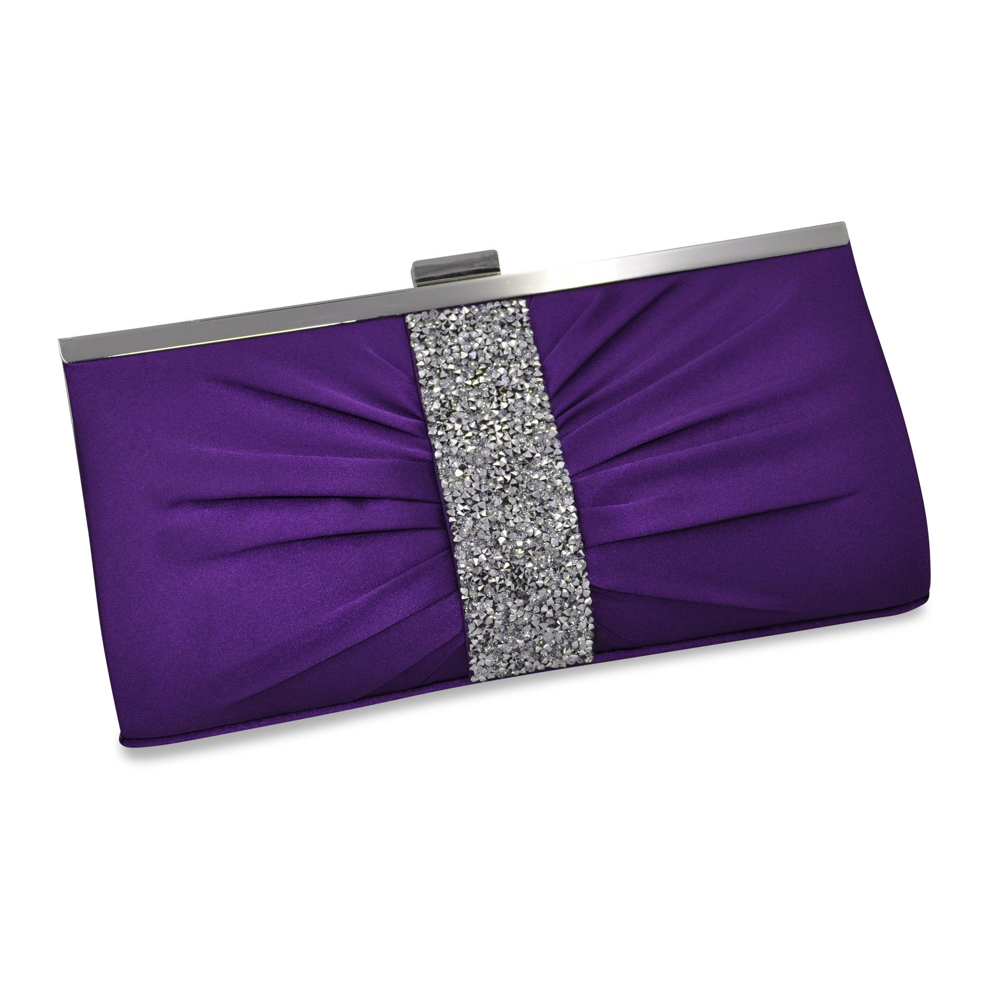 Abendtasche Lilafarbene Satin-Optik mit Strassbesatz
