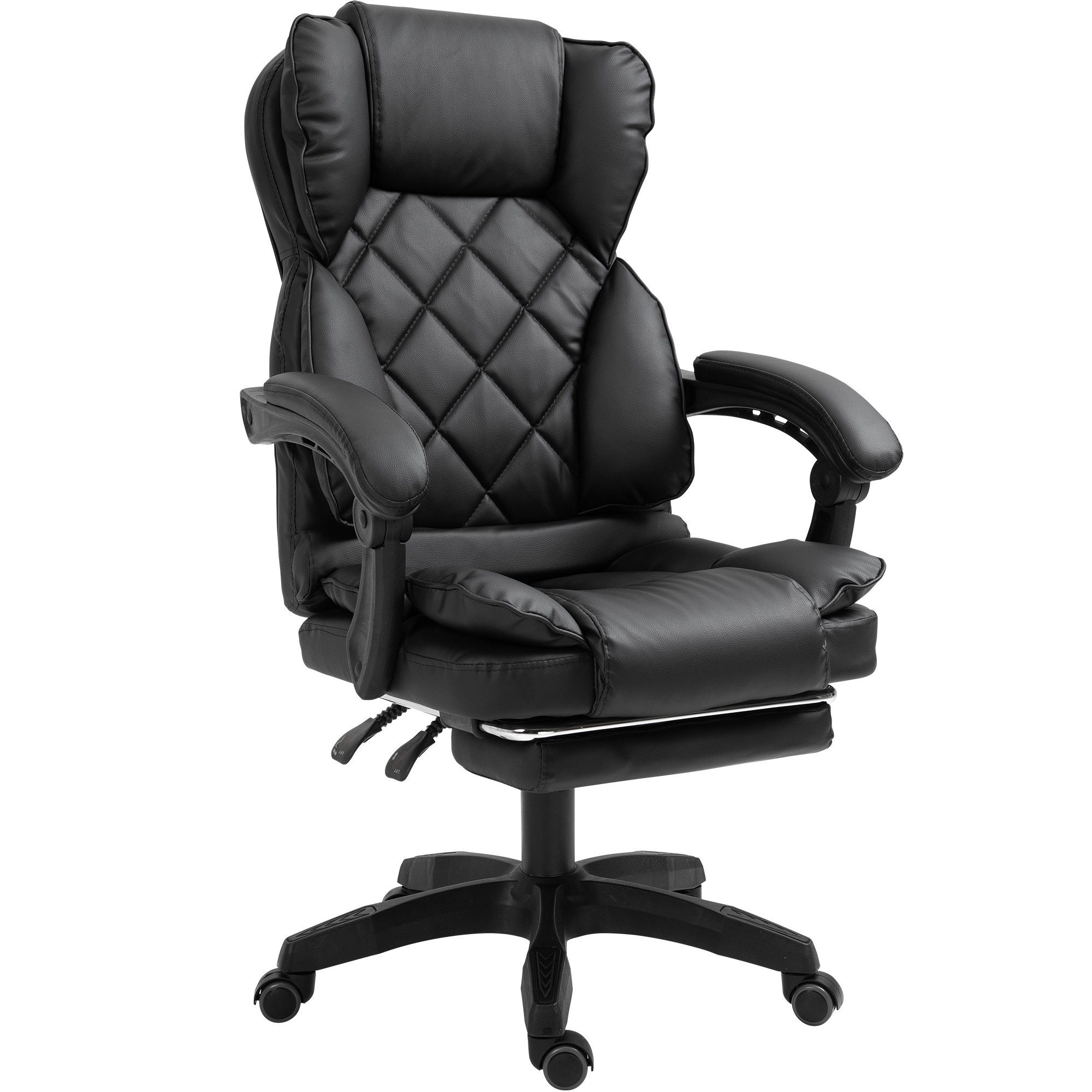 TRISENS Chefsessel Sokrat (1 Stück), Bürostuhl mit Fußstütze und Polsterung Home Office Chair in Lederoptik Schwarz