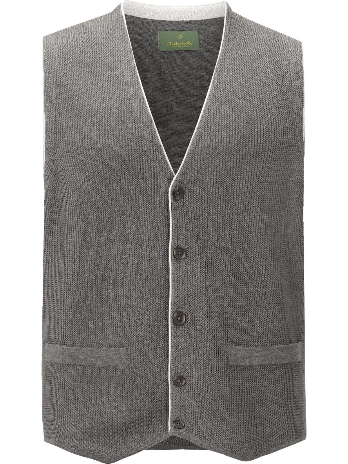 Charles Colby Strickweste KEVAN mit Armausschnitte in Kontrast