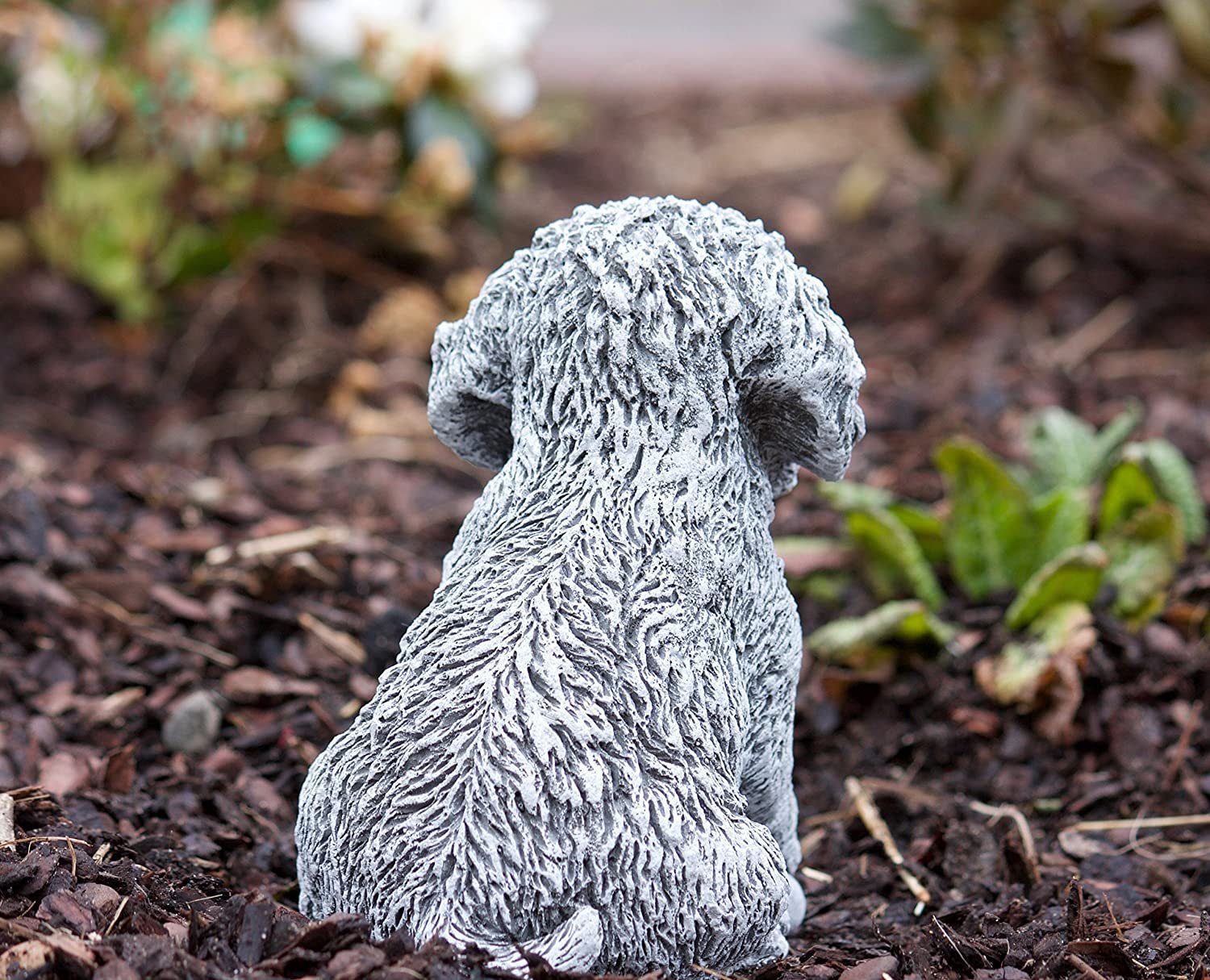 Stone and Style Gartenfigur Frostfeste Steinfigur Hund Malteser Welpe – Bild 5 von 5
