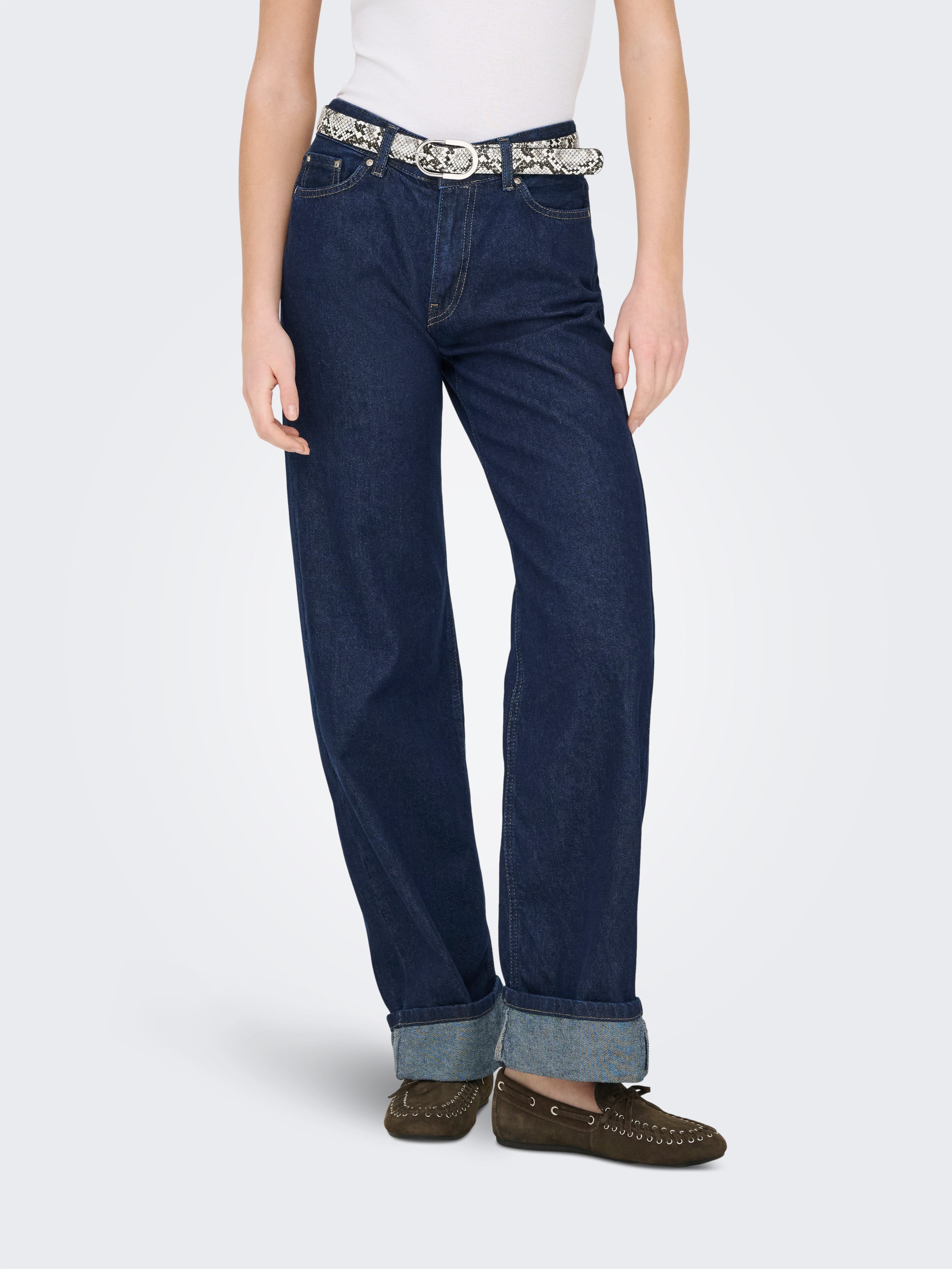 Weite Jeans ONLELLA MW WIDE FOLDUP DNM TAI988