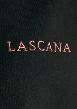 LASCANA Kapuzensweatjacke Homewear mit kupferfarbenen Reißverschluss und Logostickerei, Loungeanzug