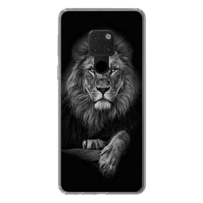 MuchoWow Handyhülle Löwe - Tiere - Schwarz - Weiß Phone Case Handyhülle Huawei Mate 20 Silikon Schutzhülle