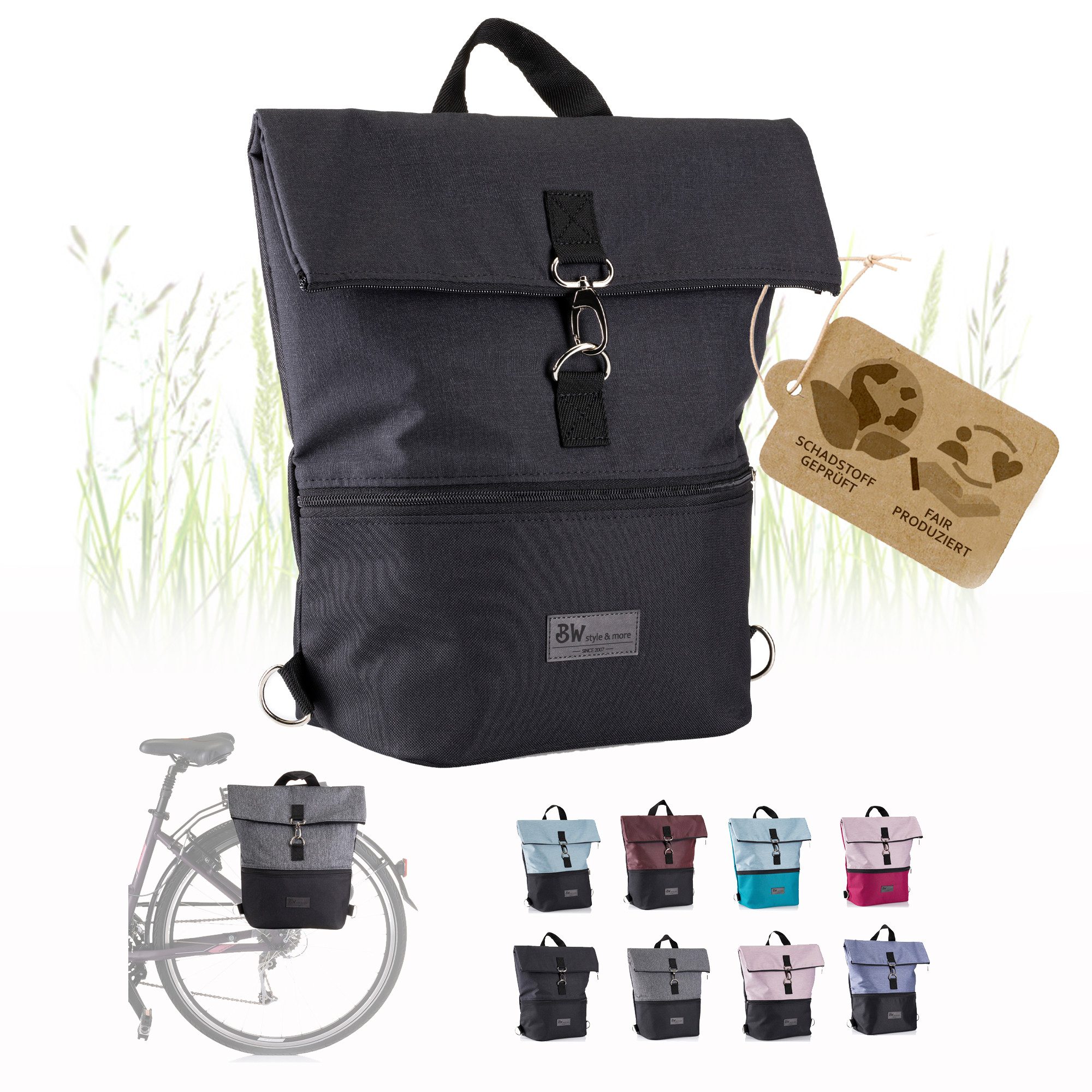 BambiniWelt by Rafael K. Fahrradtasche Fahrradtasche Gepäckträgertasche 2in1 Rucksack 20L M1, Gepäckträgertasche/Fahrradrucksack