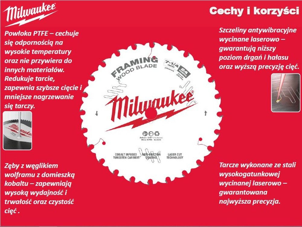 Milwaukee Kreissägeblatt MILWAUKEE KREISSÄGE 165x15,87x40z HOLZ - CLEAN CUT CSB P W