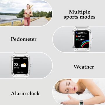 Colesma Smartwatch (1,59 Zoll, Andriod iOS), Anruf und Sprachassistent Fitnessuhr für Damen mit Herzfrequenzmesser
