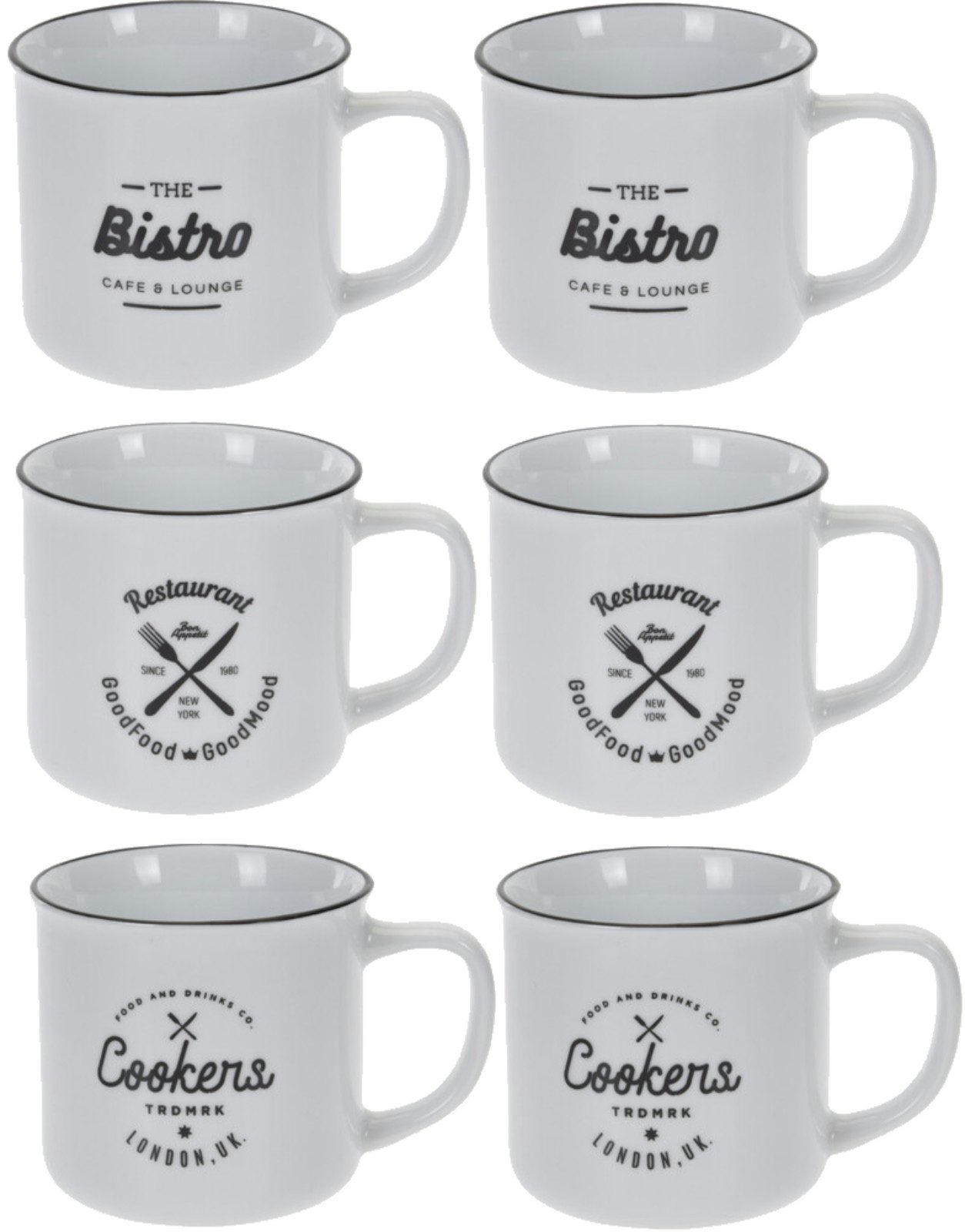 Koopman Becher Kaffeebecher Cafe Kaffeetasse 320ml 12 er Set, 12-tlg., Porzellan, 12er Set, Porzellan, 320ml, Kaffeetasse, Teetasse