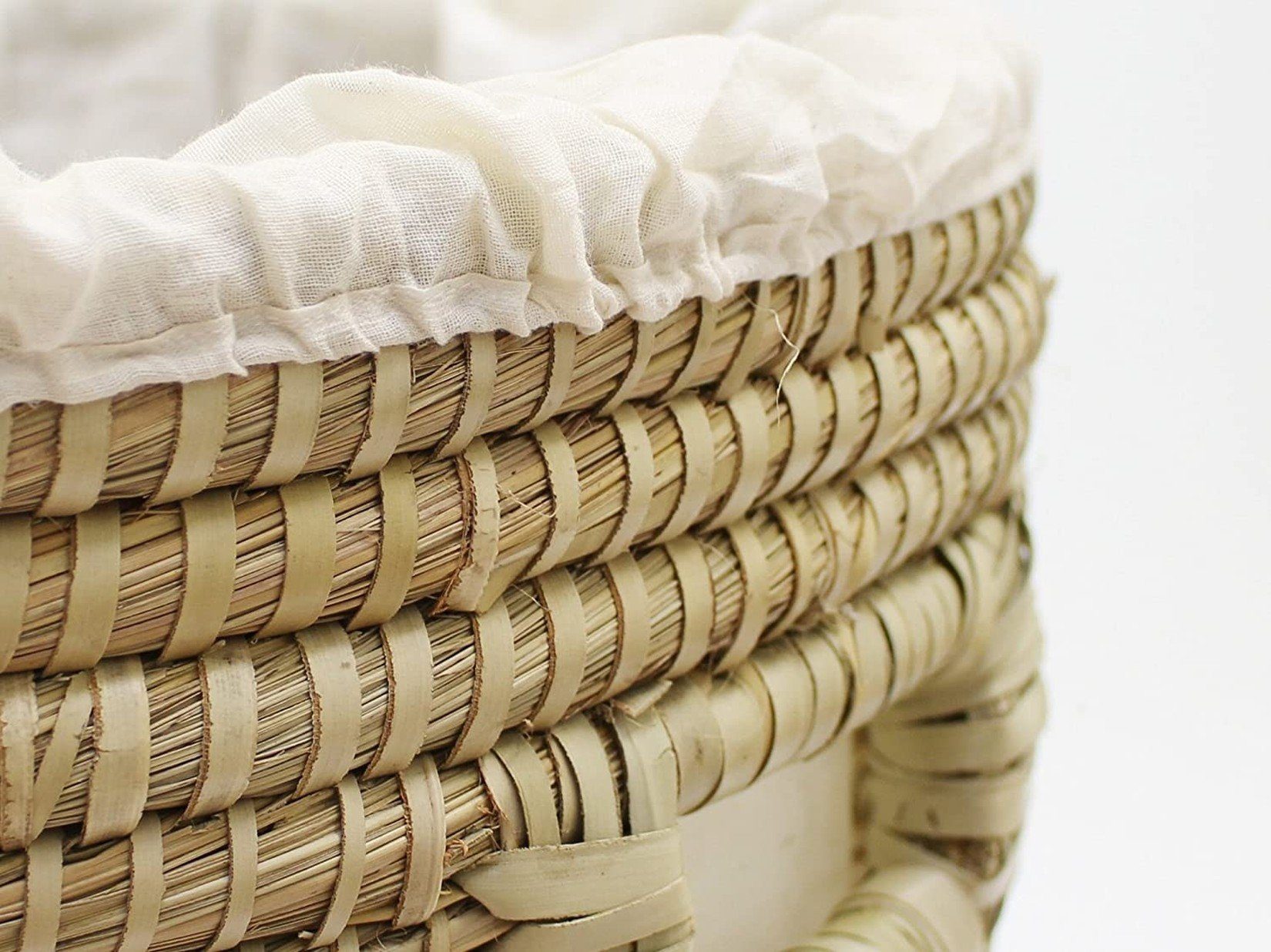 Dekoleidenschaft Wäschekorb mit mit in Größen, Textileinlage, in 2 Seegras Wäschesammler Deckel, hergestellt aus Handarbeit