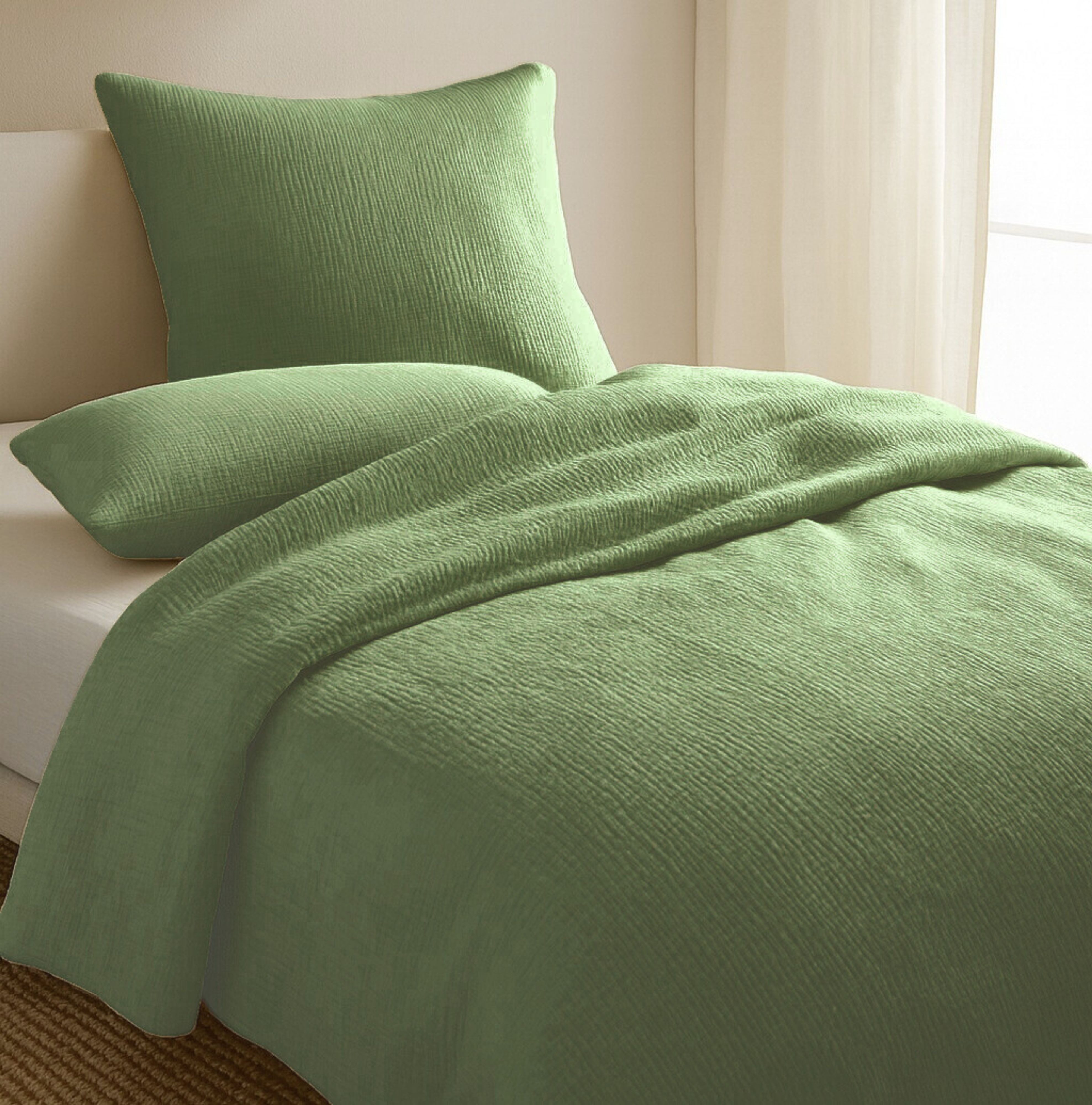 One Home Bettwäsche Musselin, Musselin, 2 teilig, Unifarben, weiche Baumwolle Sommer und Winter geeignet