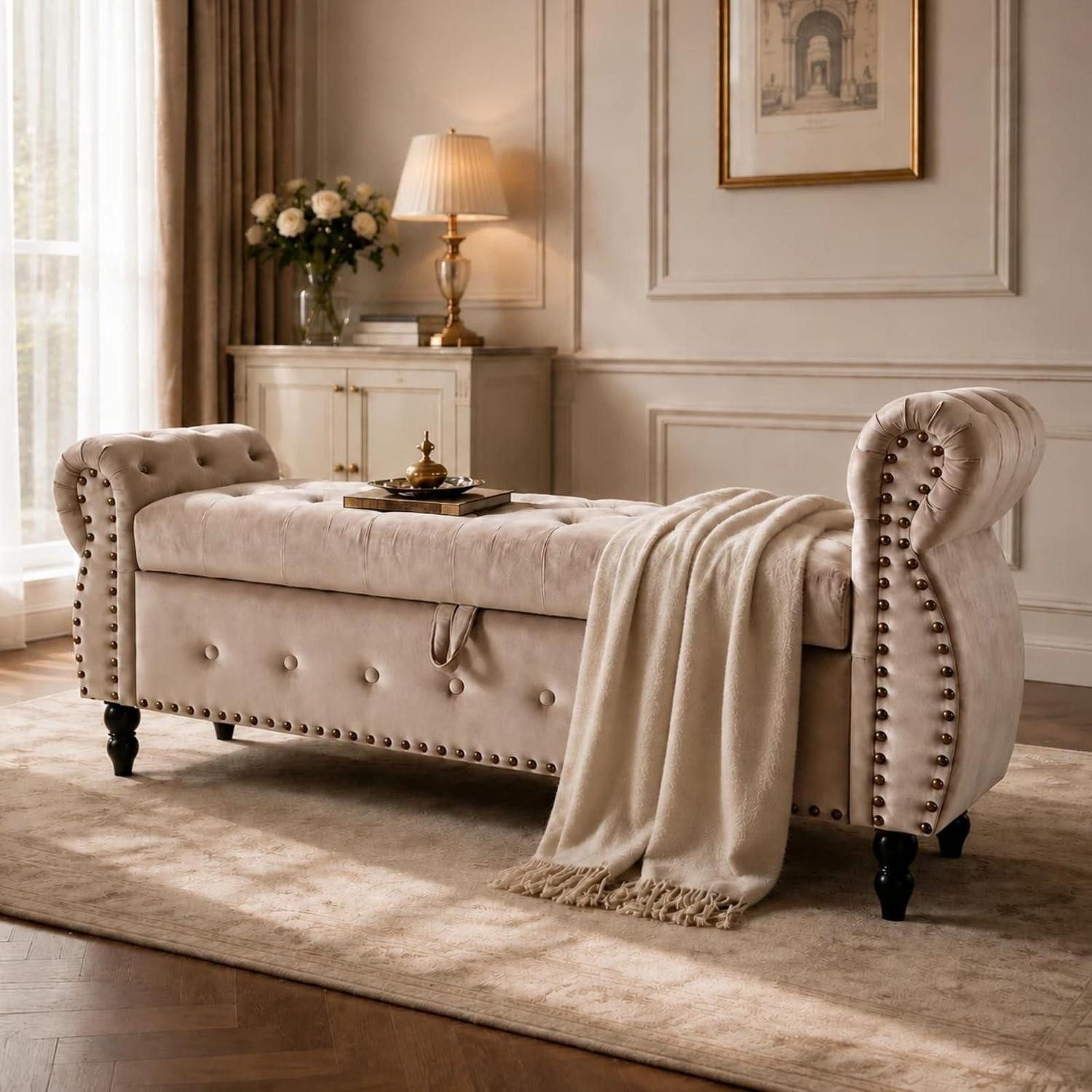 LuxusKollektion Bettbank Sitzbank mit Stauraum 151cm Braun