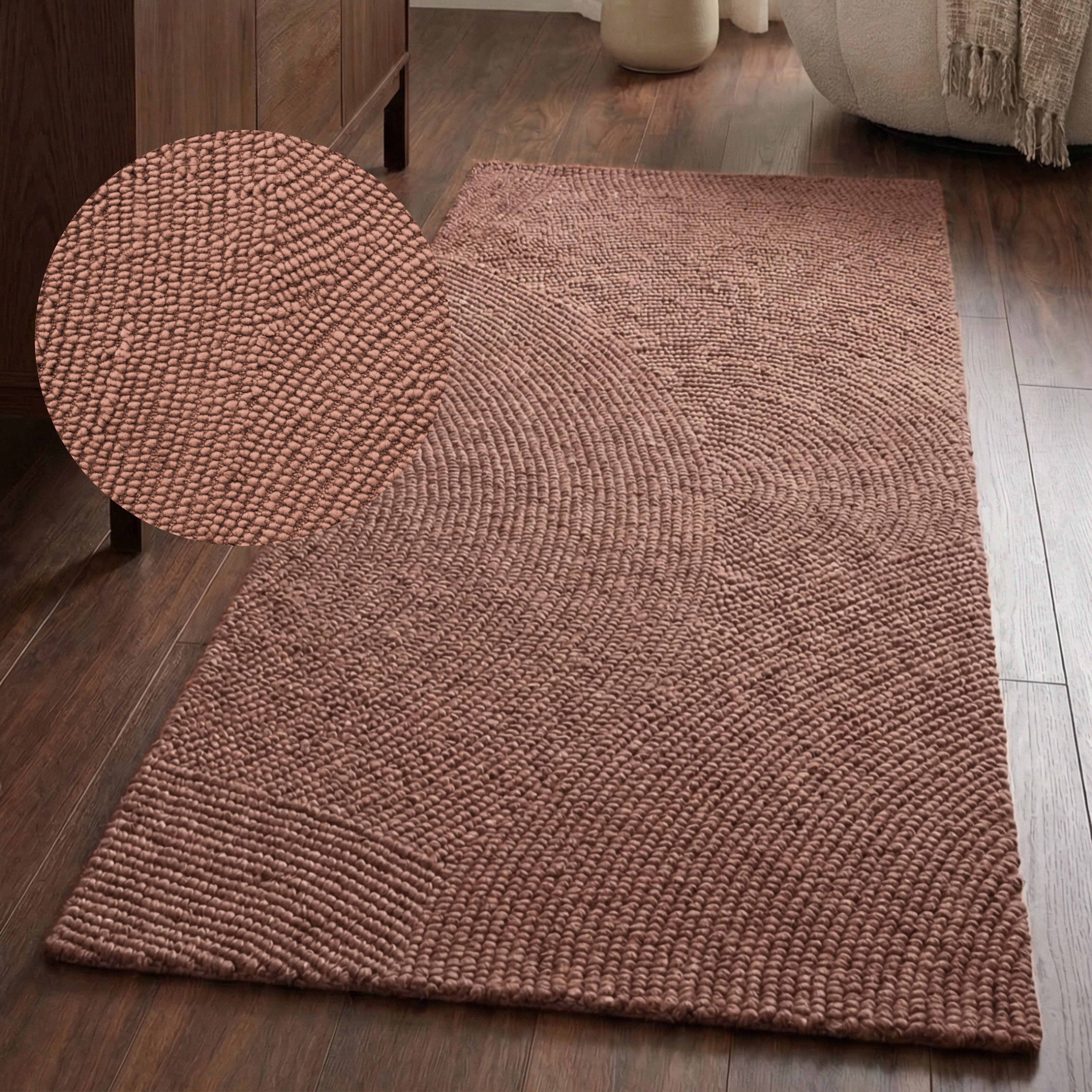 HANSE Home Wollteppich Calmio, auch als Läufer und in rund, rechteckig, Höhe: 18 mm, Handgetuftet, Wolle, Natur, Wohnzimmer, Schlafzimmer, Skandi, Hygge