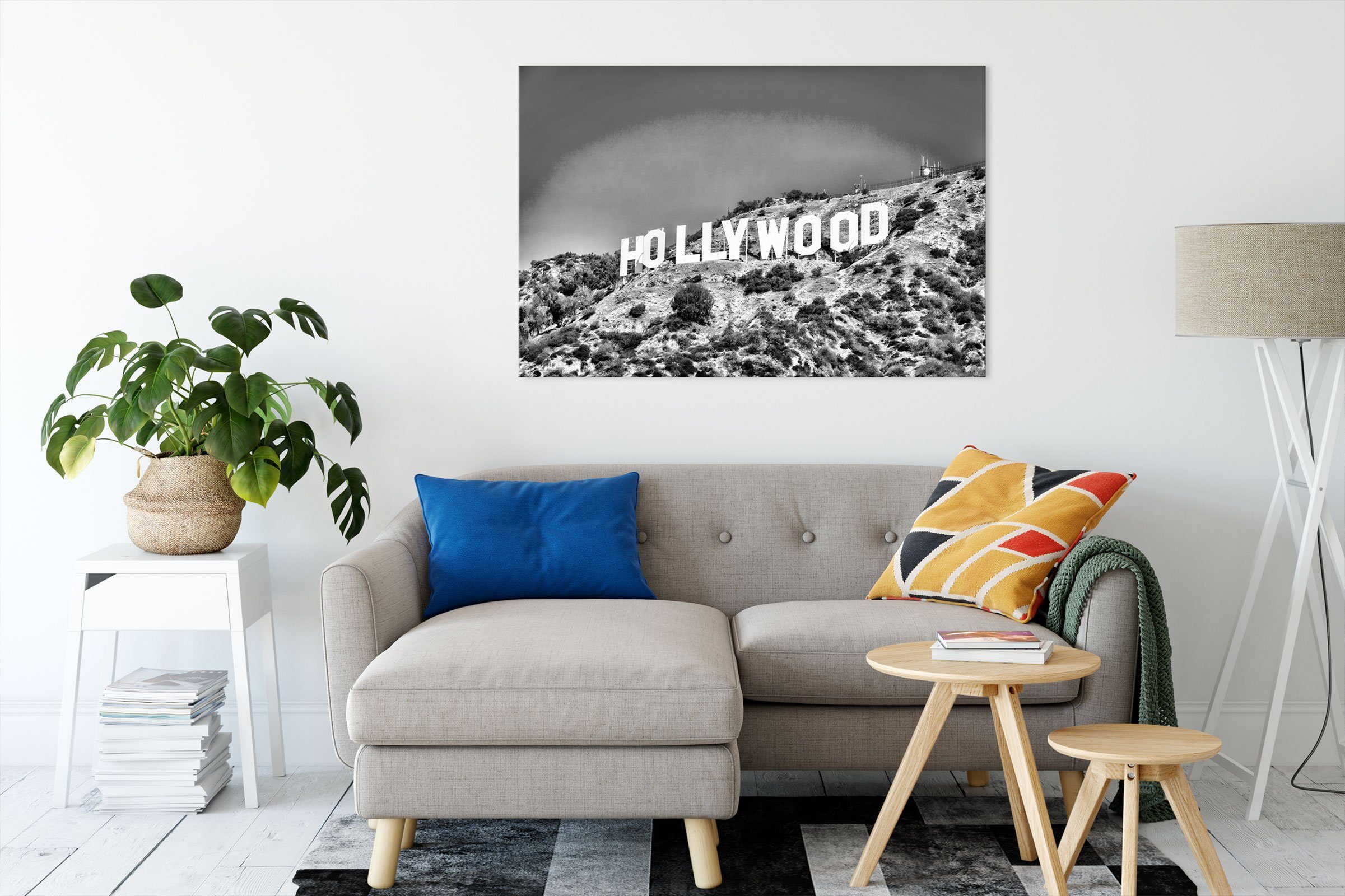 Leinwandbild Leinwandbild Pixxprint fertig (1 St), Wahrzeichen Hollywood bespannt, inkl. Hollywood Wahrzeichen, Zackenaufhänger