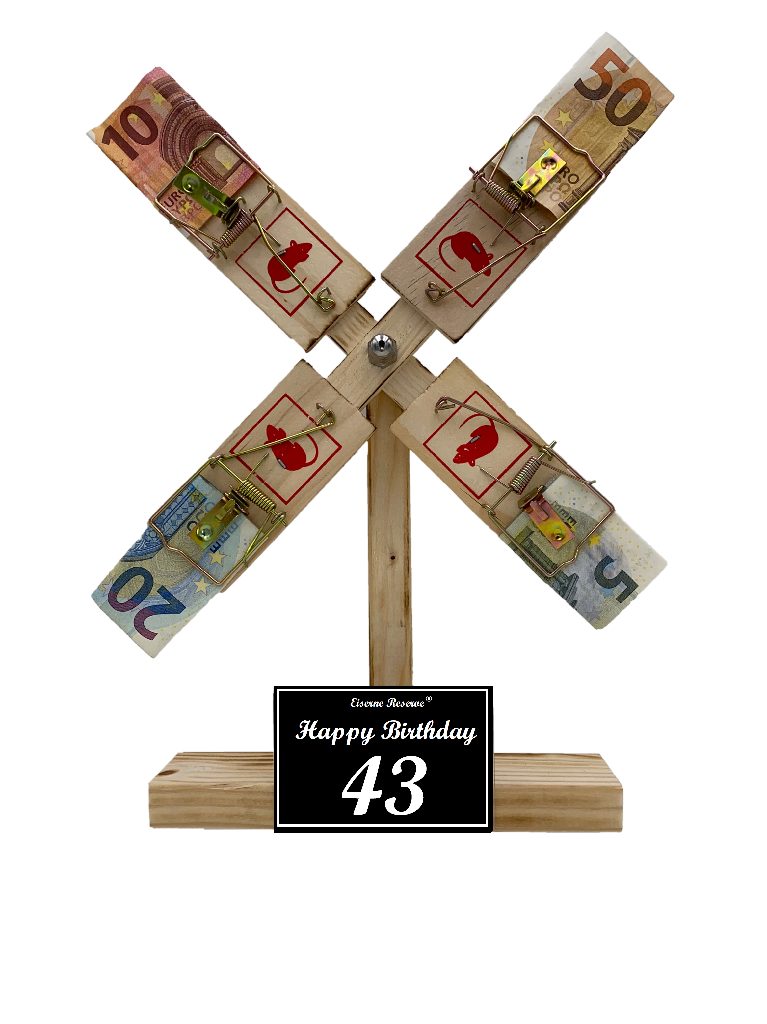 Eiserne Reserve® Geschenkbox Happy Birthday 43 Geburtstag - Eiserne Reserve Windmühle - Geldgesche