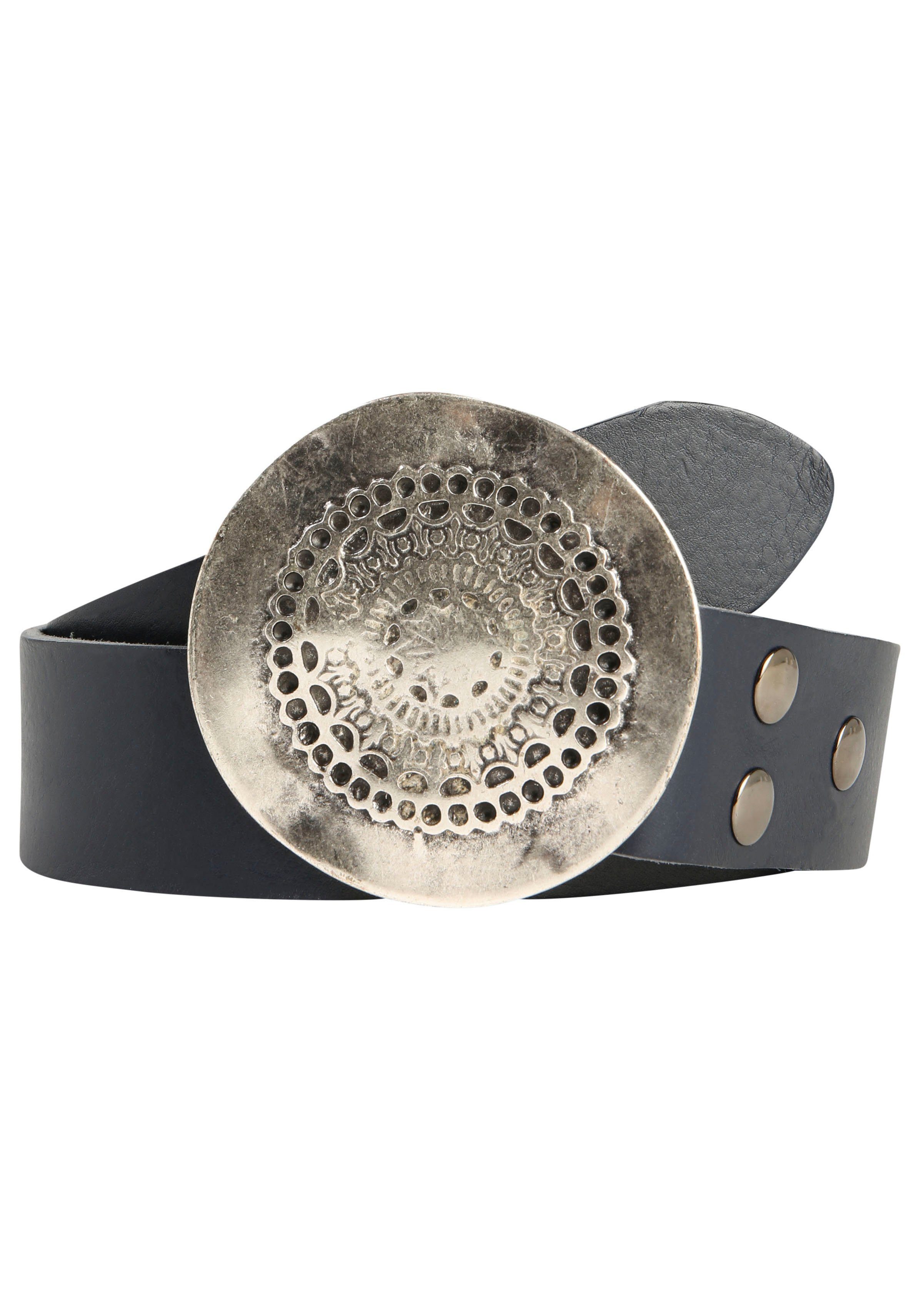 Rettungsring Gürtel Ledergürtel mit austauschbarer Schließe »Schließe Rund Gewellt«