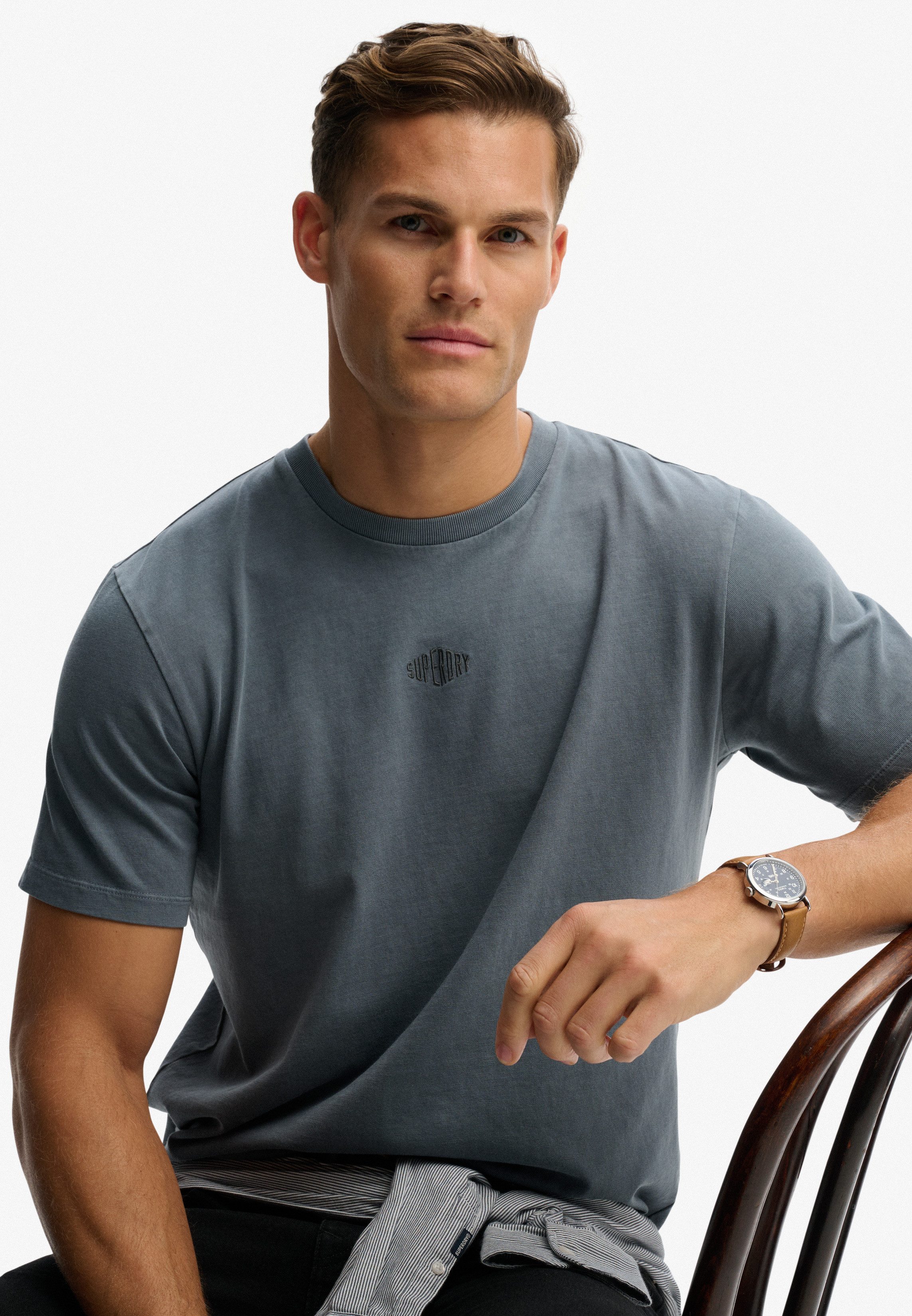 Superdry Rundhalsshirt MICRO LOGO TSHIRT mit Micro-Marken-Logo
