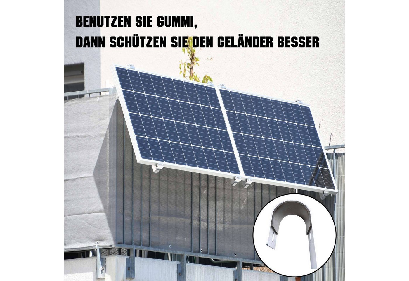 Thumbnail - Rhein Beleuchtung Solarmodul Solarhalterungs-Montageset für Balkongeländer, Balkonhaken, (2-St., Kann auf fast jedem Bal...