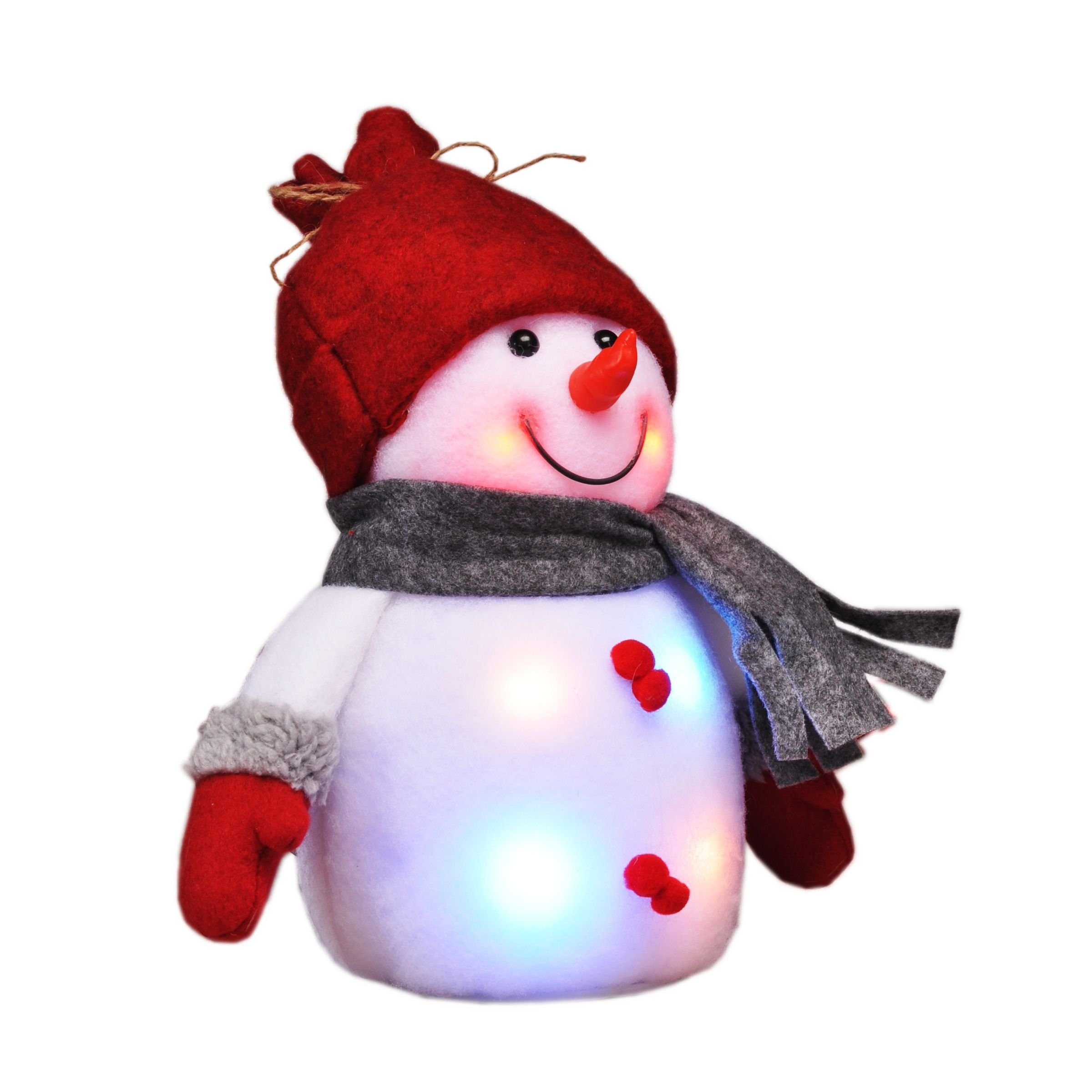 Schneemann Gravidus Deko Weihnachten bunt LED Schneemann Figur beleuchtet