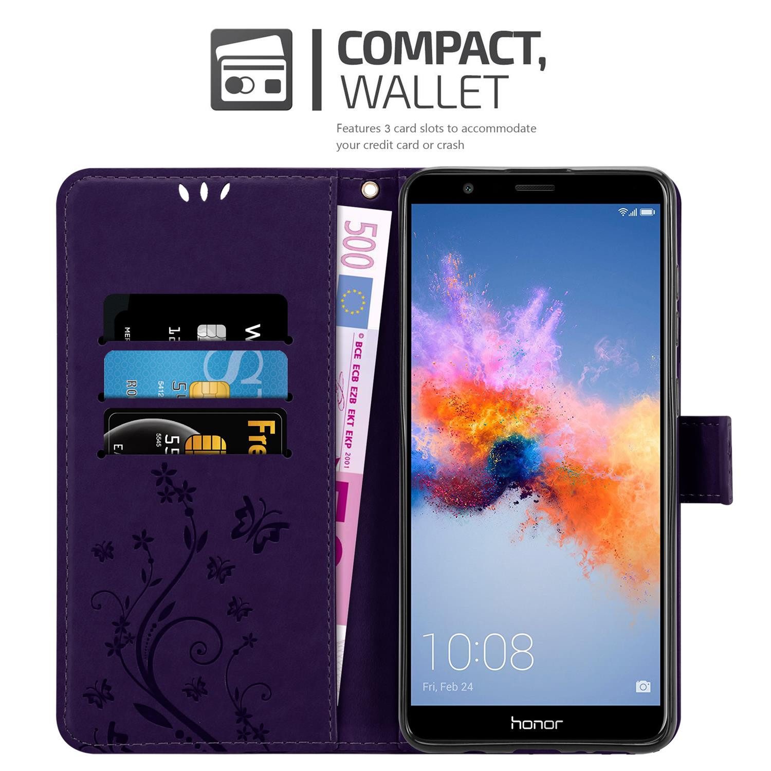 Cadorabo Handyhülle für Honor 7X Hülle Honor 7X, Hülle Schutzhülle Blumen Flower mit Standfunktion Kartenfach Magnet
