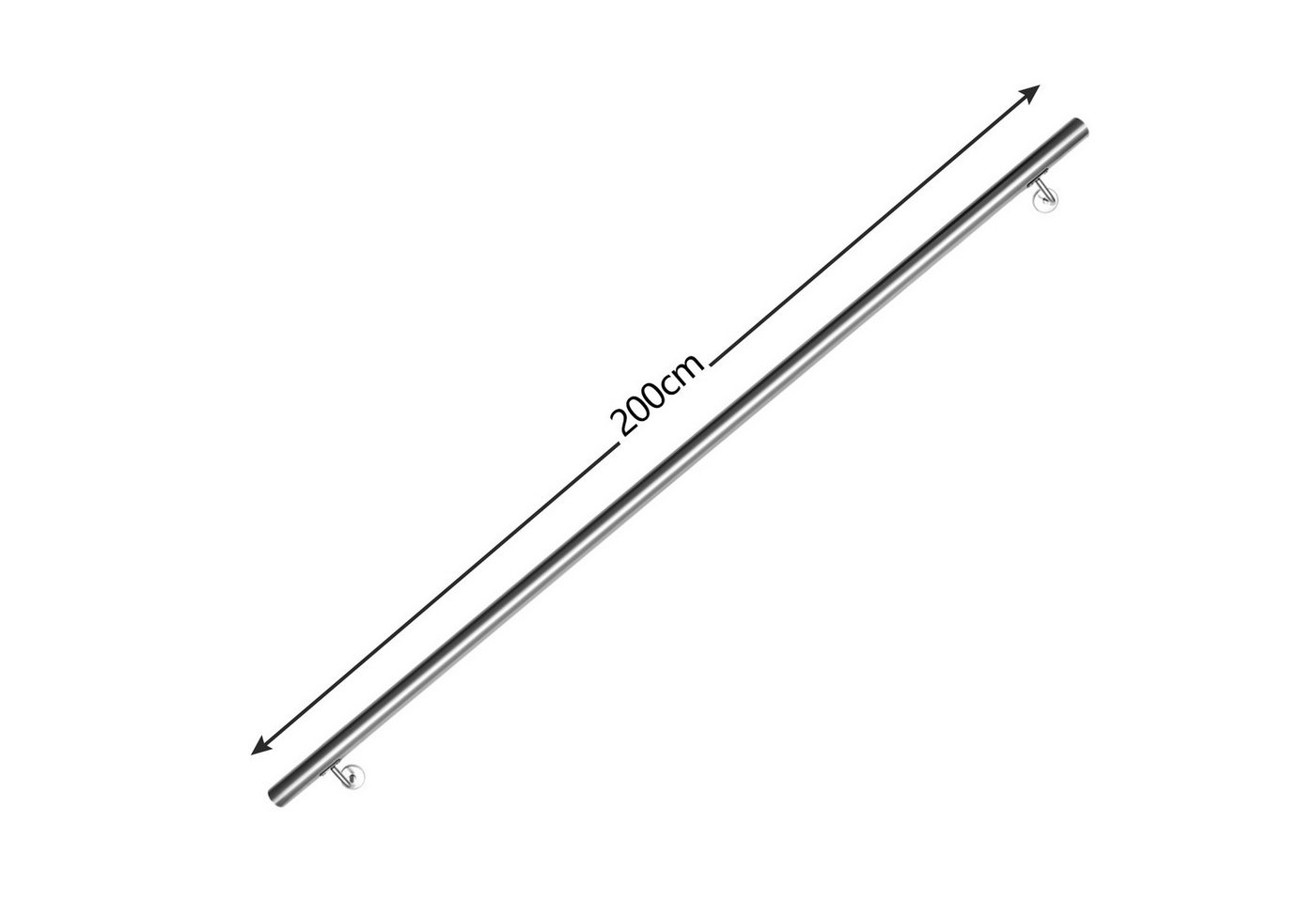 Thumbnail - Clanmacy Handlauf Edelstahl Außentreppe Geländer Treppengeländer 50 -200 cm, 200 cm Gesamtlänge, (Wandhandlauf Wandhalte...