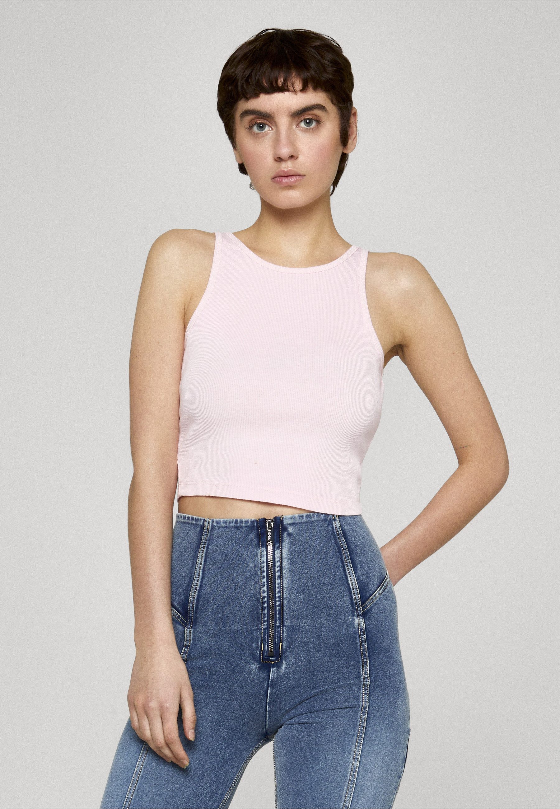 URBAN CLASSICS Muskelshirt Urban Classics Ladies Washed Rib Jersey Cropped Top 2Pack (1-tlg)