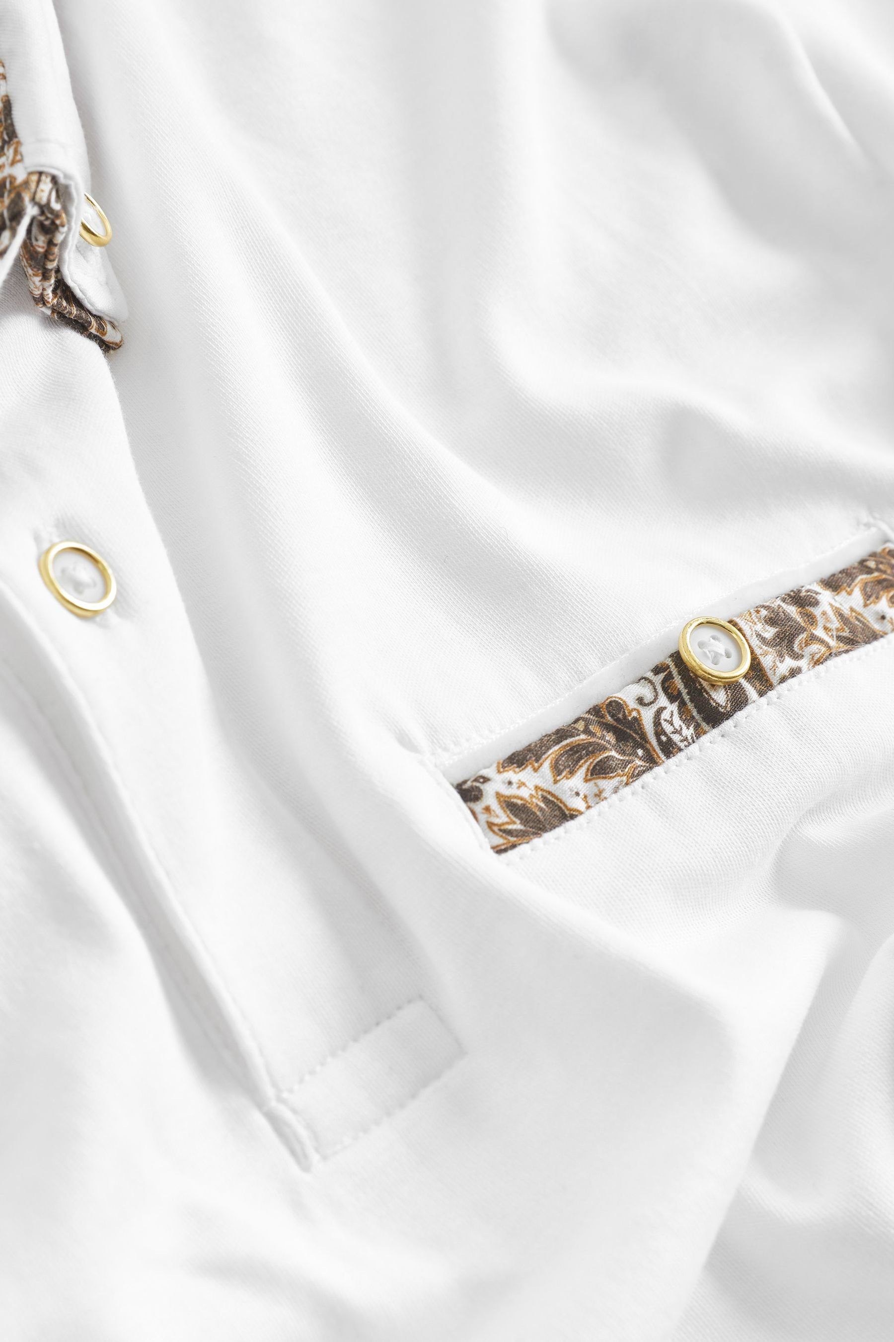 Next mit (1-tlg) Poloshirt White/Gold Kragen Polohemd elegantem