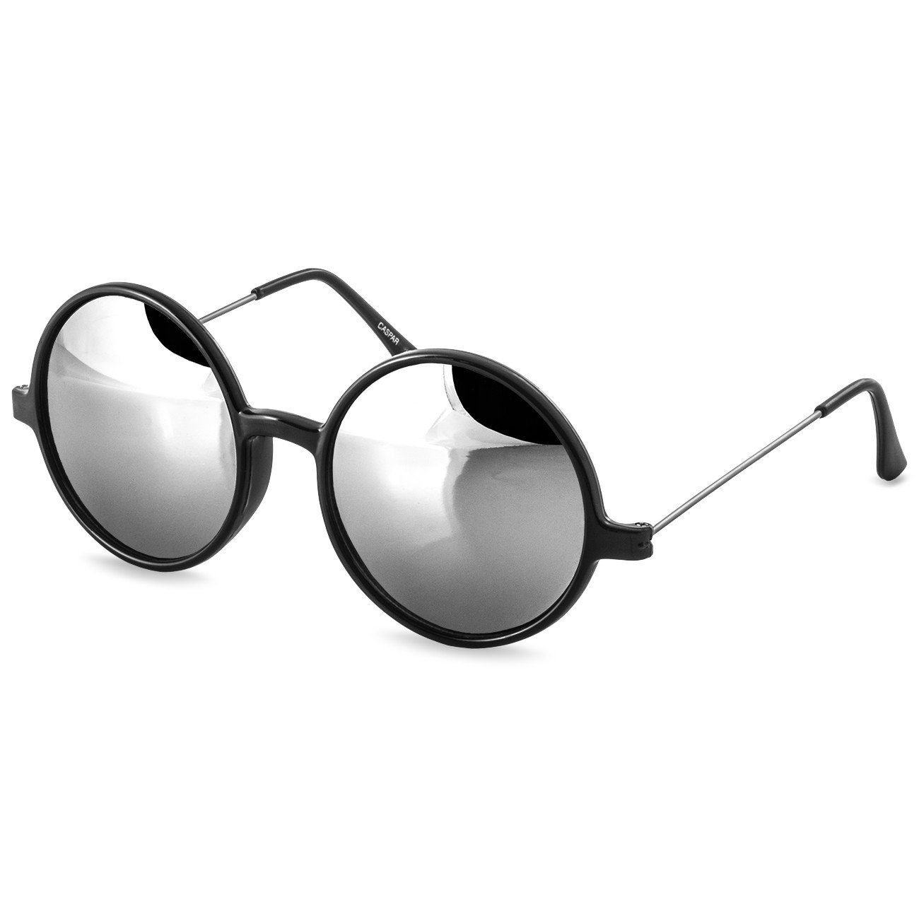 Caspar Sonnenbrille SG021 Unisex Retro XL Nickelbrille mit runden Gläsern bunt verspiegelt