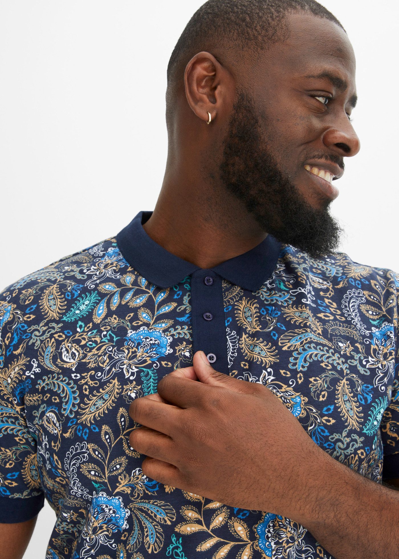 bonprix Poloshirt mit Paisley-Druck, Kurzarm-Design, Regular Fit