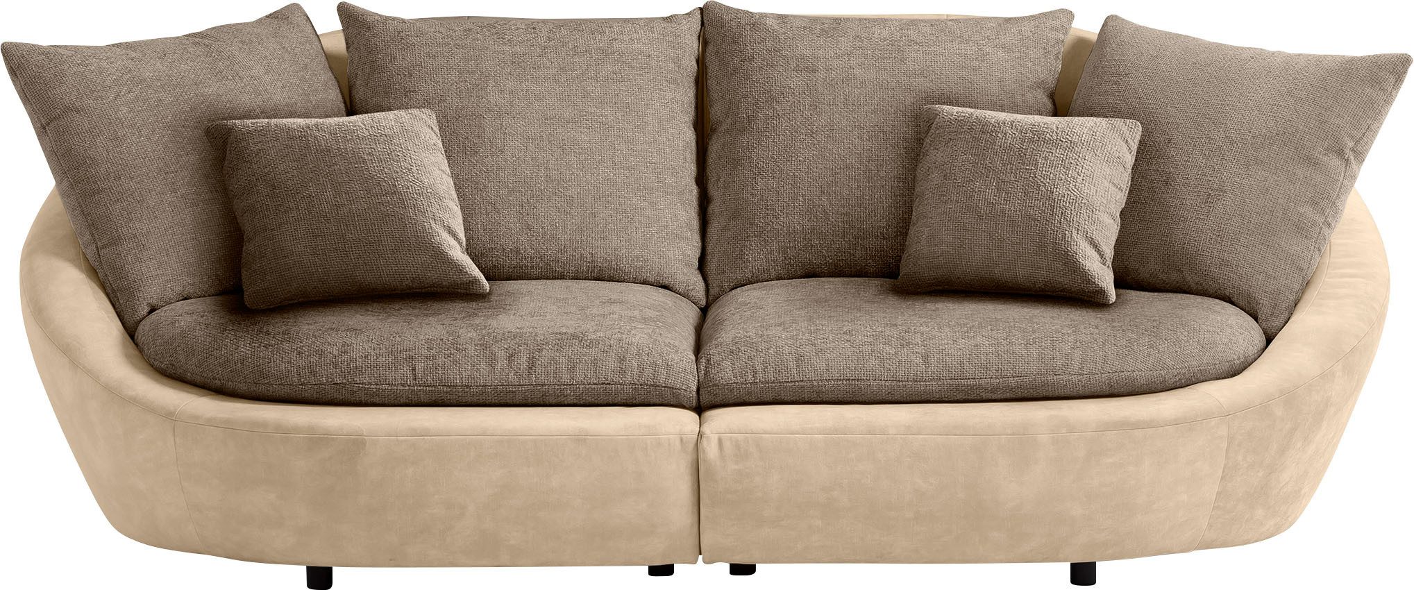 TRENDMANUFAKTUR Big-Sofa Maui, inklusive 4 Rückenkissen und 2 Zierkissen, Designersofa, Organische Form, Sofa frei im Raum stellbar, moderne Optik