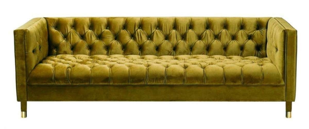 Wohnzimmer Stoff Sofa Polster JVmoebel Couchen Design Chesterfield-Sofa, Gelb Chesterfield Dreisitzer 230cm Grüne