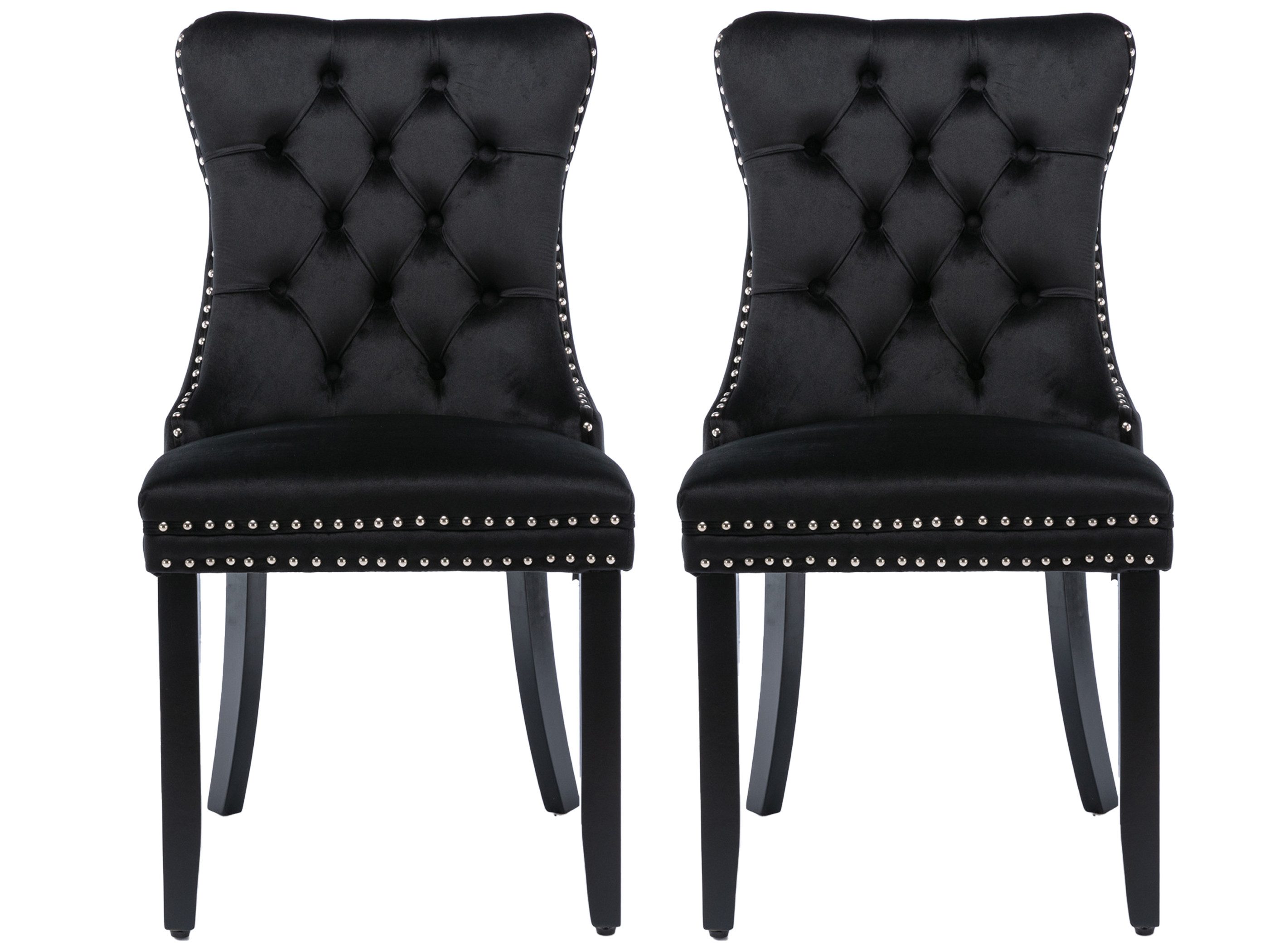 SeedWave Esszimmerstuhl 2er-Set Küchenstuhl Samtbezug, Holzfüße mit Verstel günstig online kaufen