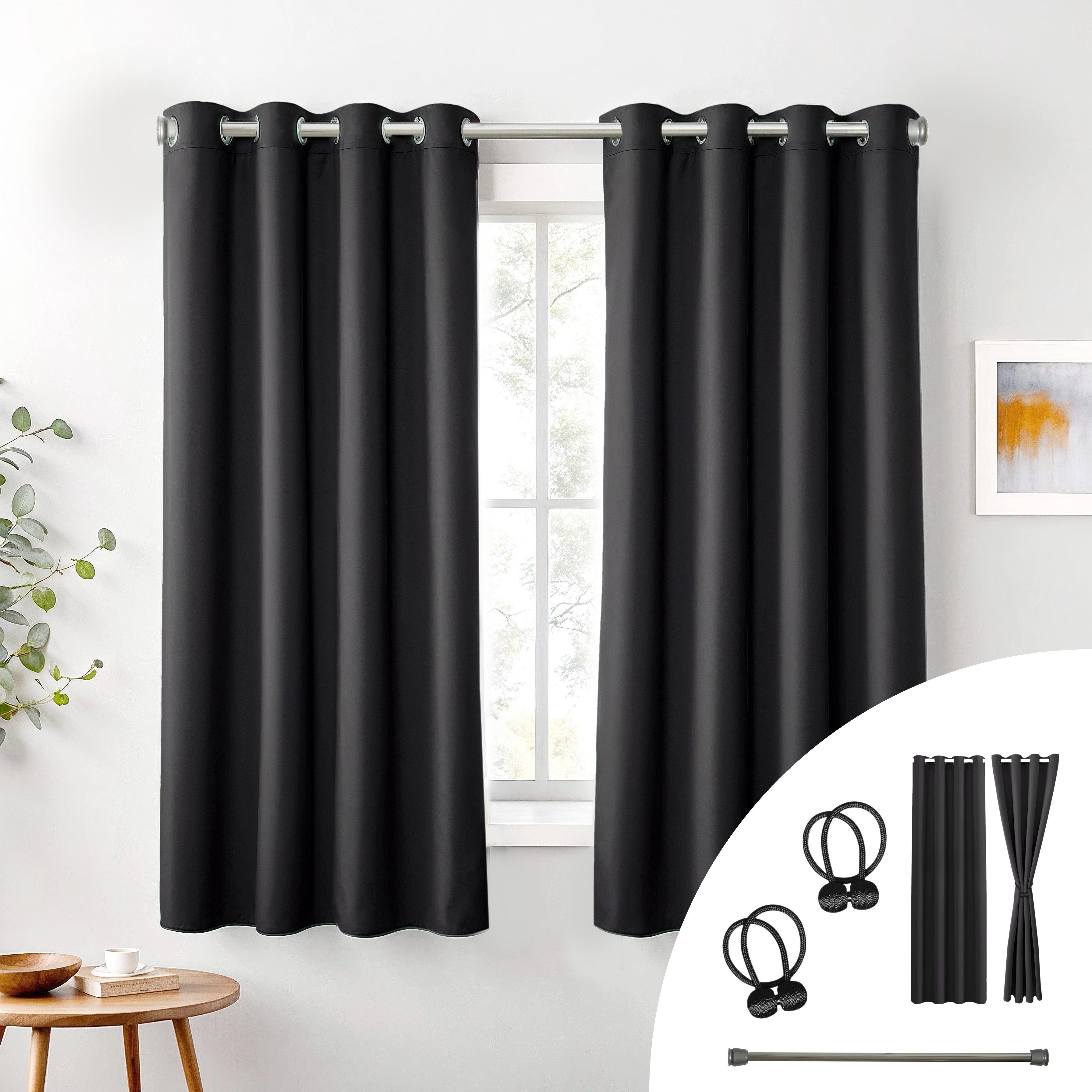 Cozyor Verdunkelungsvorhang 2er-Set inkl. 2 Magnethalter, thermoisolierend, Gardinen blickdicht (2 St), Ösen, verdunkelnd, Mikrofaser Polyester