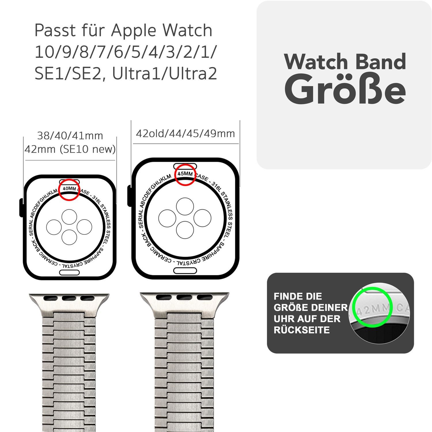 Nalia Smartwatch-Armband Apple Watch 49mm/46/45/44/42(Serie 1-3), günstig online kaufen