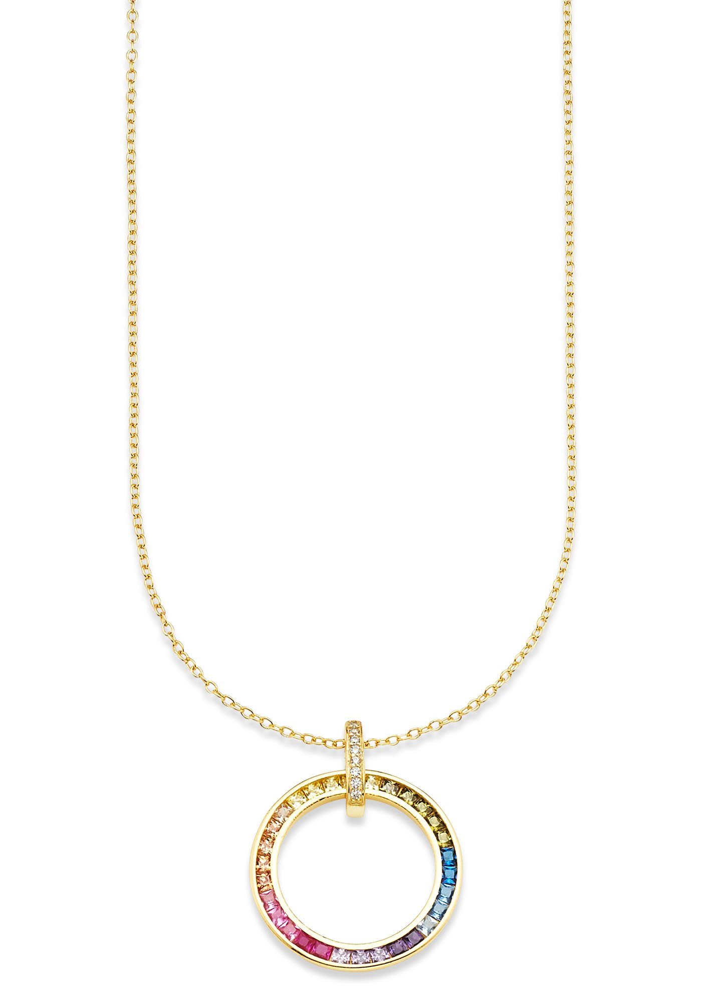 Bruno Banani Kette mit Anhänger Schmuck Geschenk Silber 925 Halsschmuck Halskette Regenbog Gold, mit Zirkonia (synth)