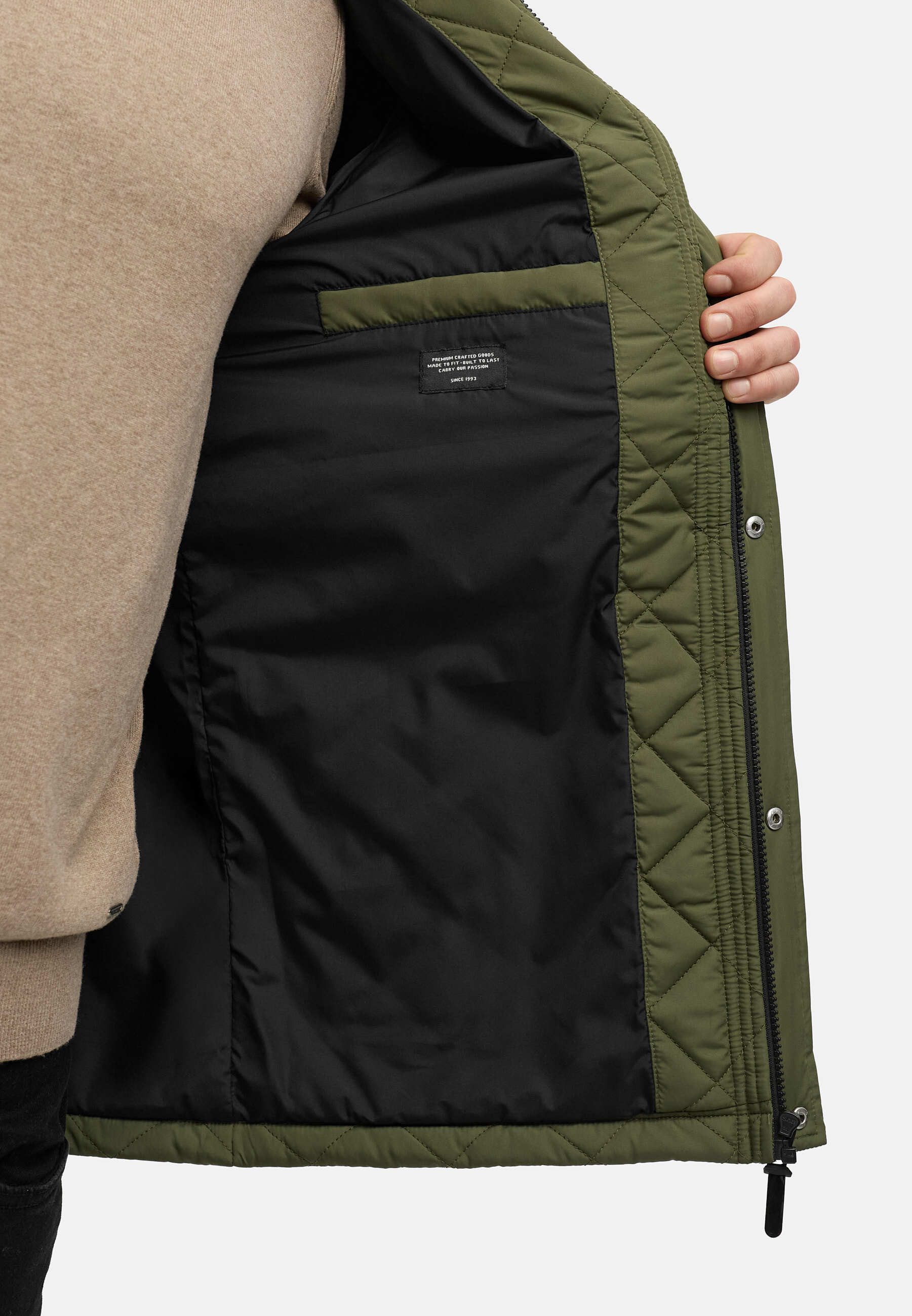 Indicode Steppjacke Herren INDrills Herrenjacke Daunen-Optik mit Cordkragen und Pattentaschen