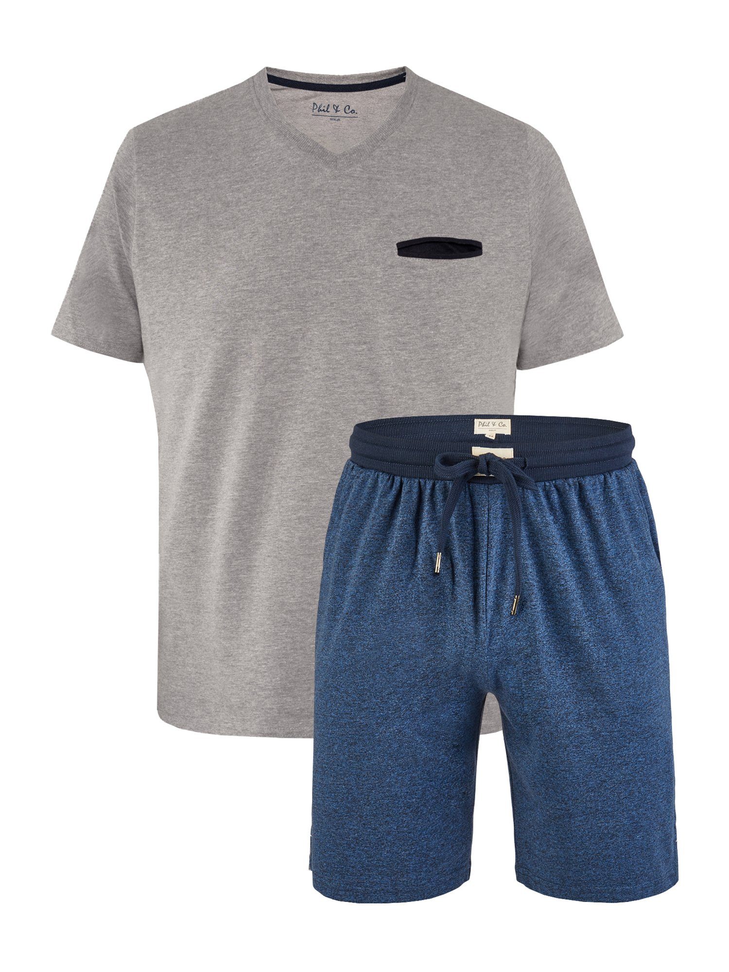 Phil & Co. Pyjama Shorty grau-navy