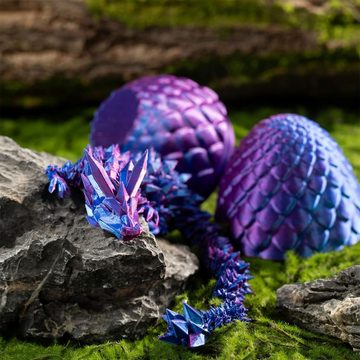 DOPWii Fantasy-Figur 3D gedruckte Dracheneier, voll beweglicher Drache Kristalldrache, mit Dracheneiern, Home Office Stressabbau Spielzeug
