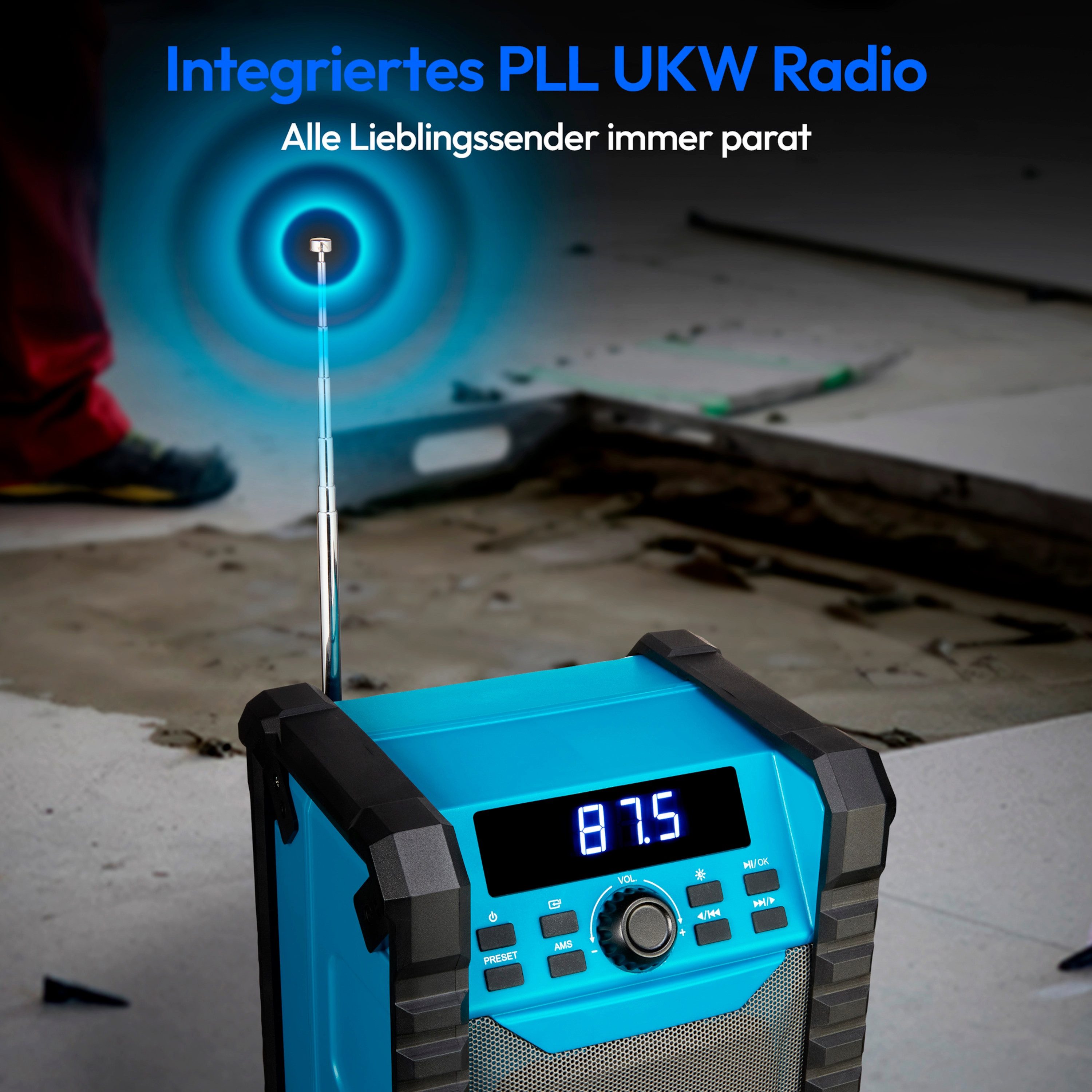 Medion® Bluetooth® Baustellenradio MEDION LIFE E65895 (MD 43895) Baustellenradio (AM/FM, 10 W, integrierter Akku, Bluetooth 5.4, IP54-Schutz)