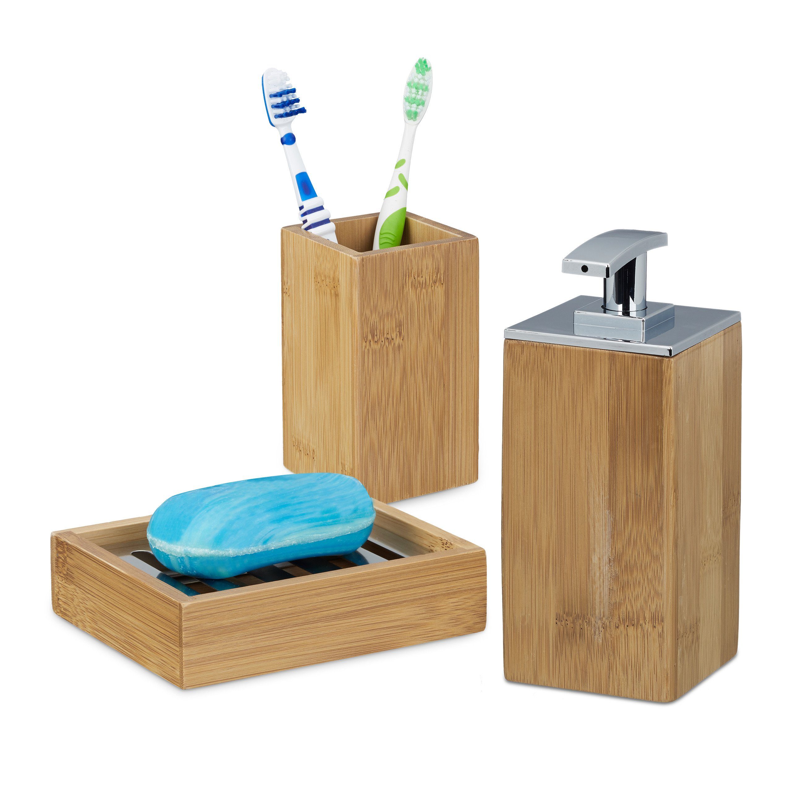 relaxdays Badaccessoires-Sets 3tlg. Set Bad-Accessoires