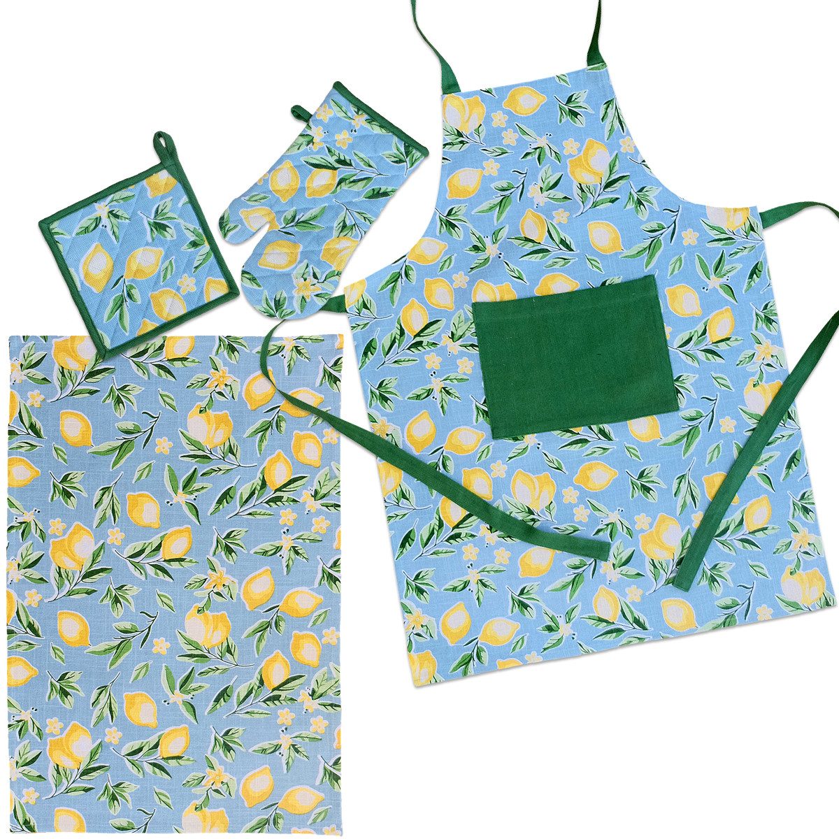 matches21 HOME & HOBBY Topflappen Ofenhandschuhe DEBBIE blau mit Zitronenmo günstig online kaufen