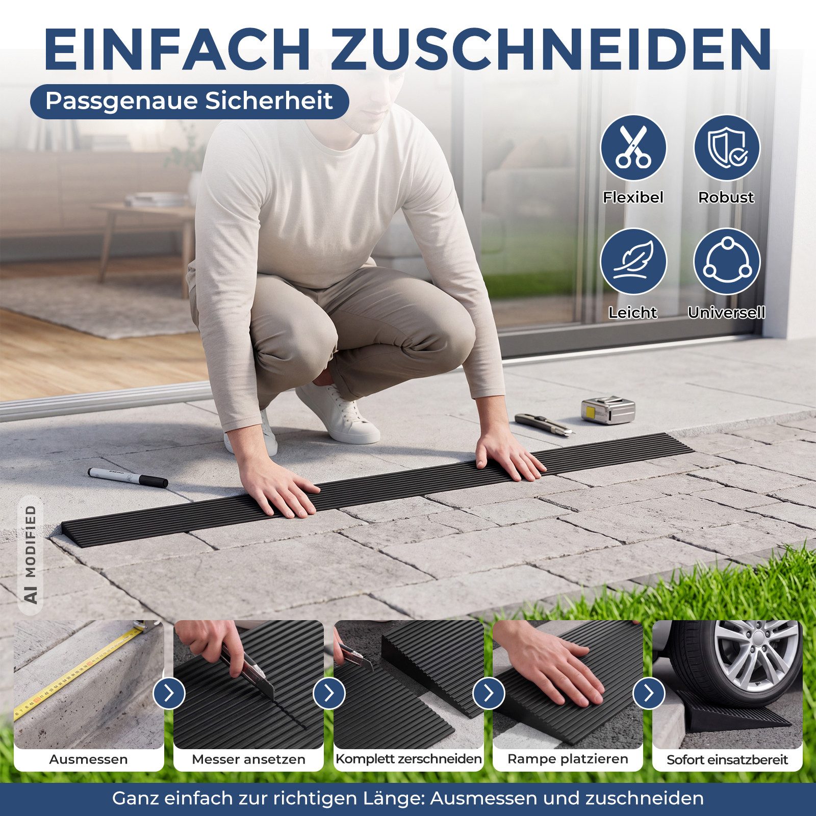Kingpower Auffahrrampe Gummirampe Auffahrrampe Rollstuhlrampe Schwellenrampe Rampe 8 - 45 mm