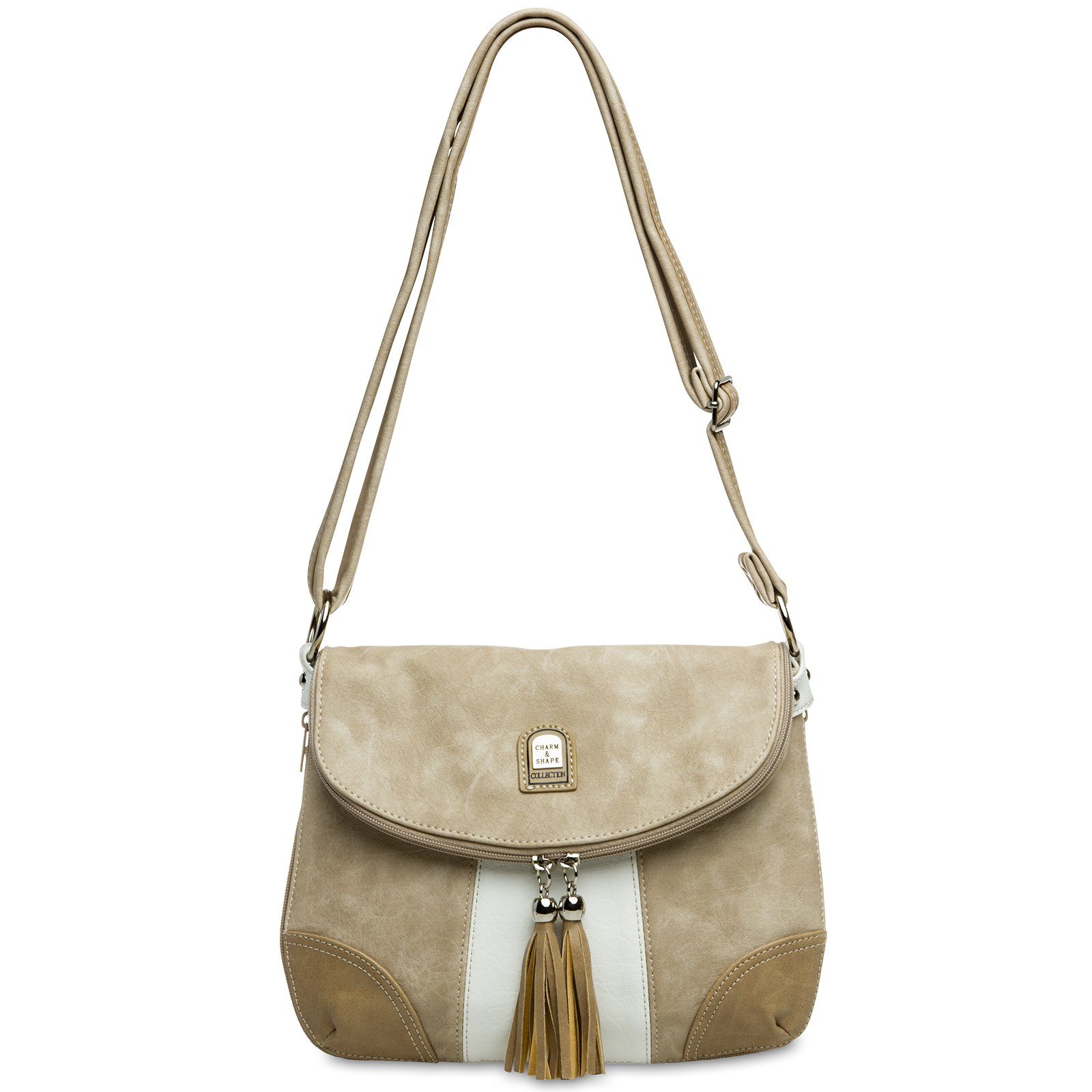 Caspar Umhängetasche TS1028 Damen Tasche Handtasche Rucksack Umhängetasche - diverse Modelle #15105 weiß beige Umhängetasche