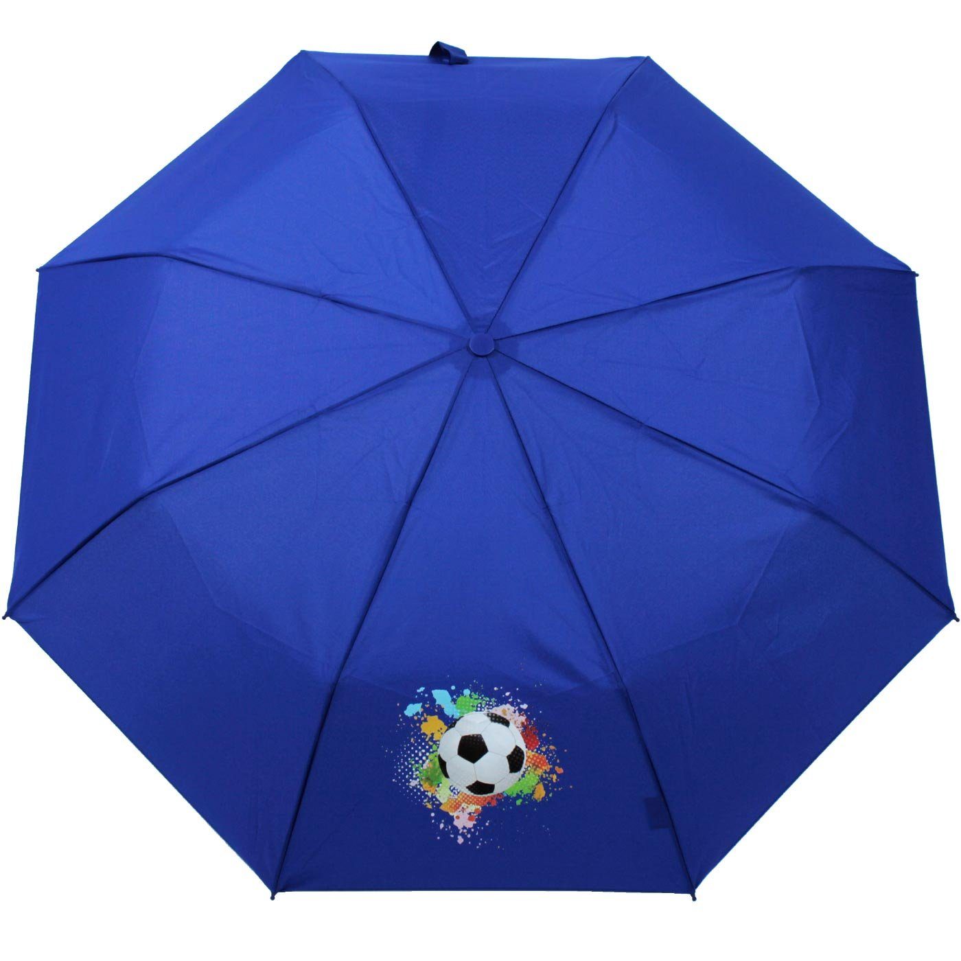 Kinderschirm für Fußball mit blau, leichter Mini derby - Motiven Schirm Jungen den Schule ein Kids Schulweg Taschenregenschirm coolen leicht