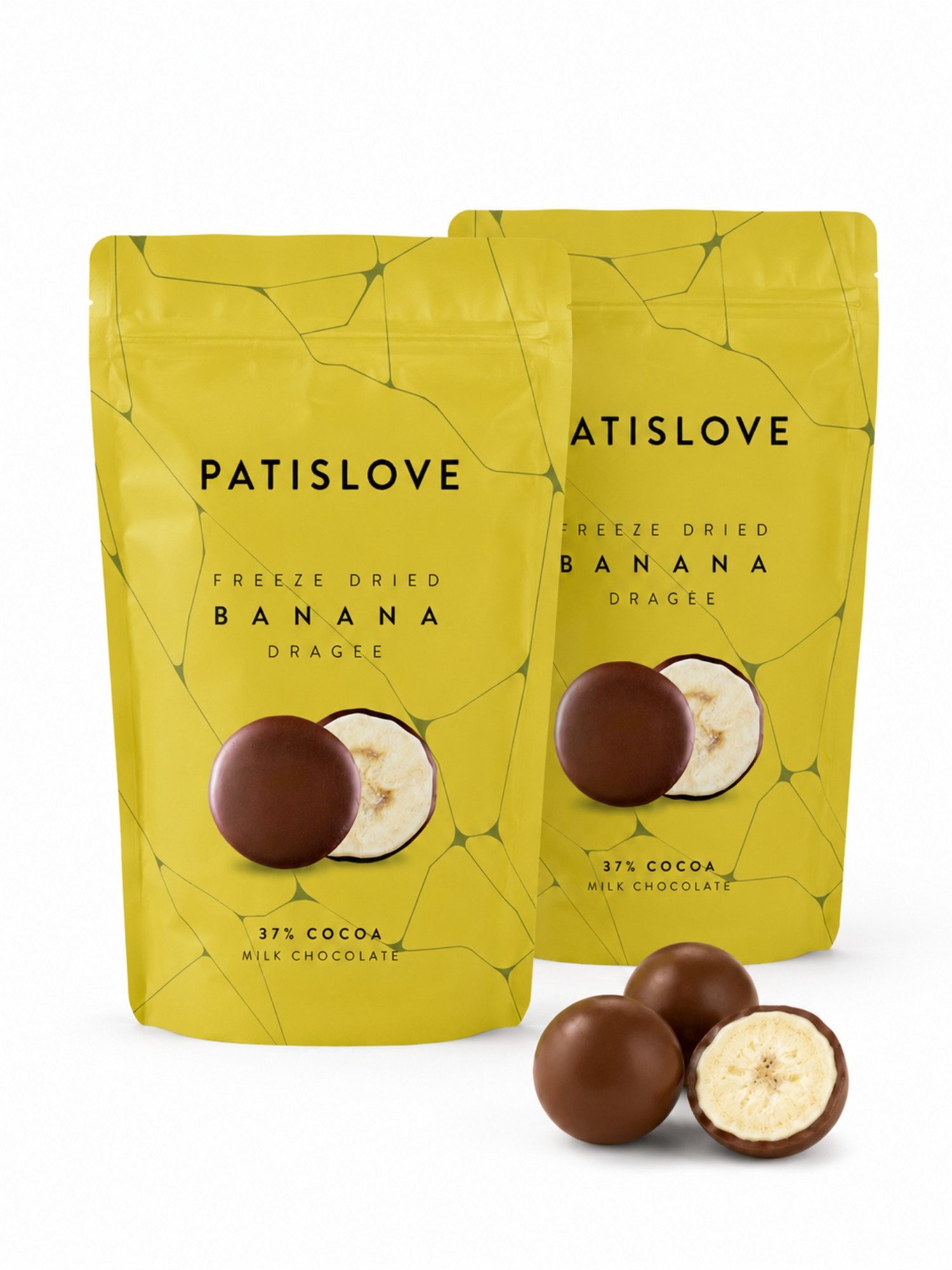 PATISLOVE Schokolade Patislove Gefriergetrocknete Bananen in Vollmilchschokolade, 80g, Ohne künstliche Farbstoffe, 100% echte Frucht.