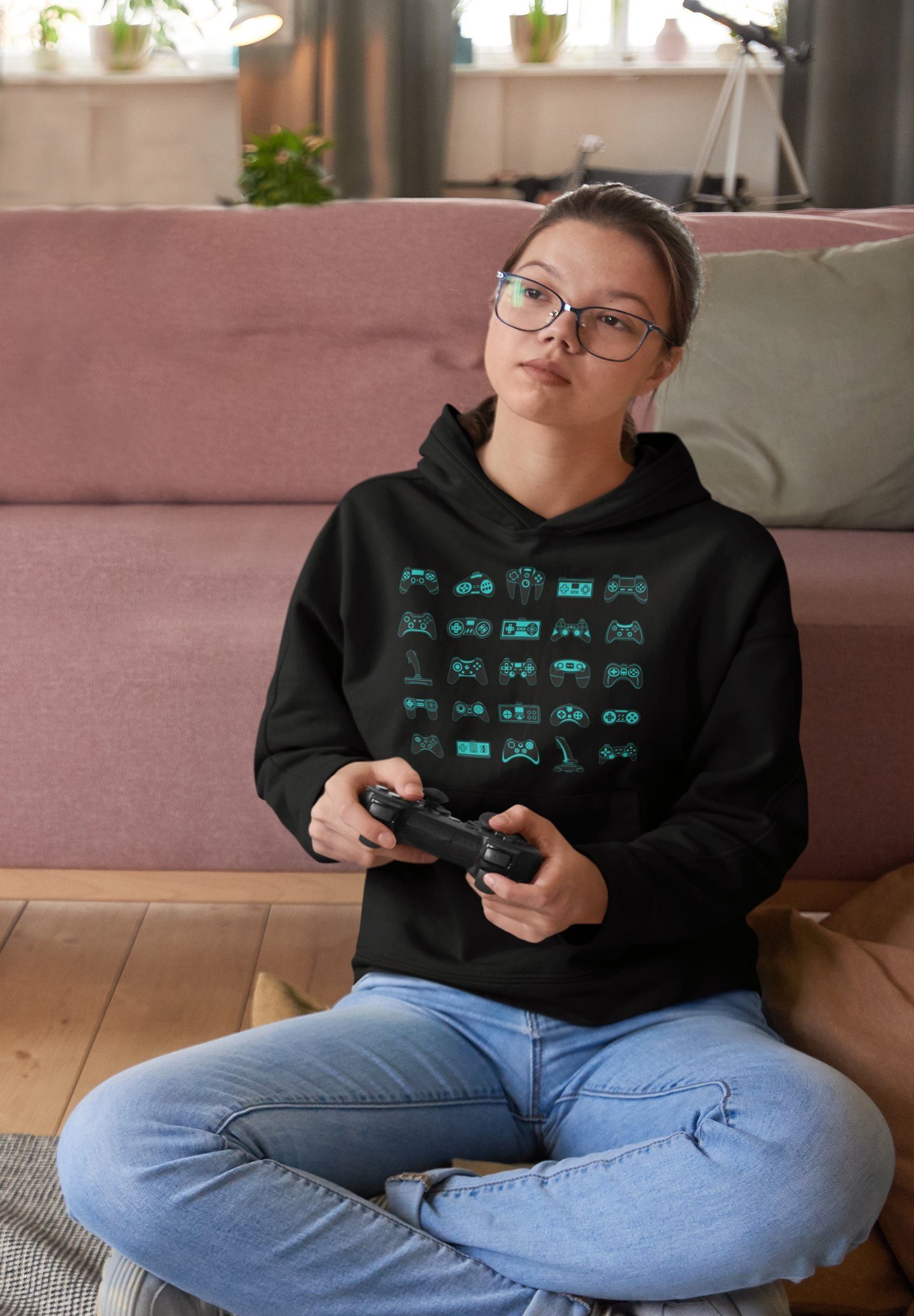 Baddery Kapuzenpullover Gamer Hoodie: "Controller" - günstig online kaufen