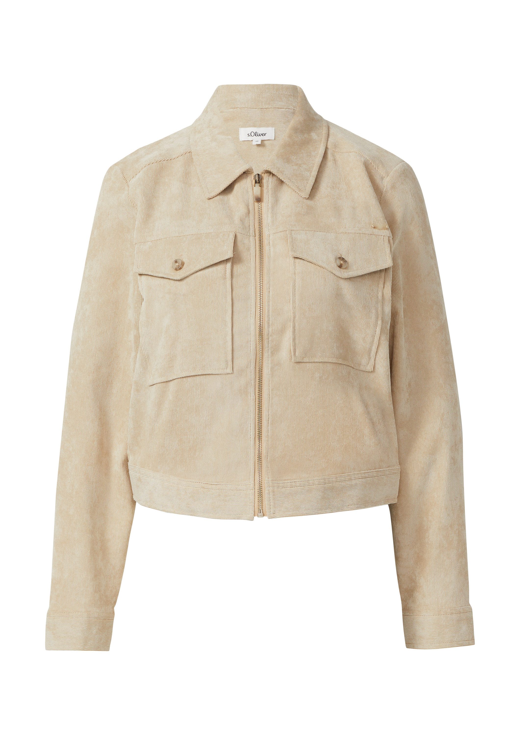 s.Oliver Funktionsjacke Indoor-Jacke Verkürzte Cordjacke mit aufgesetzten B günstig online kaufen
