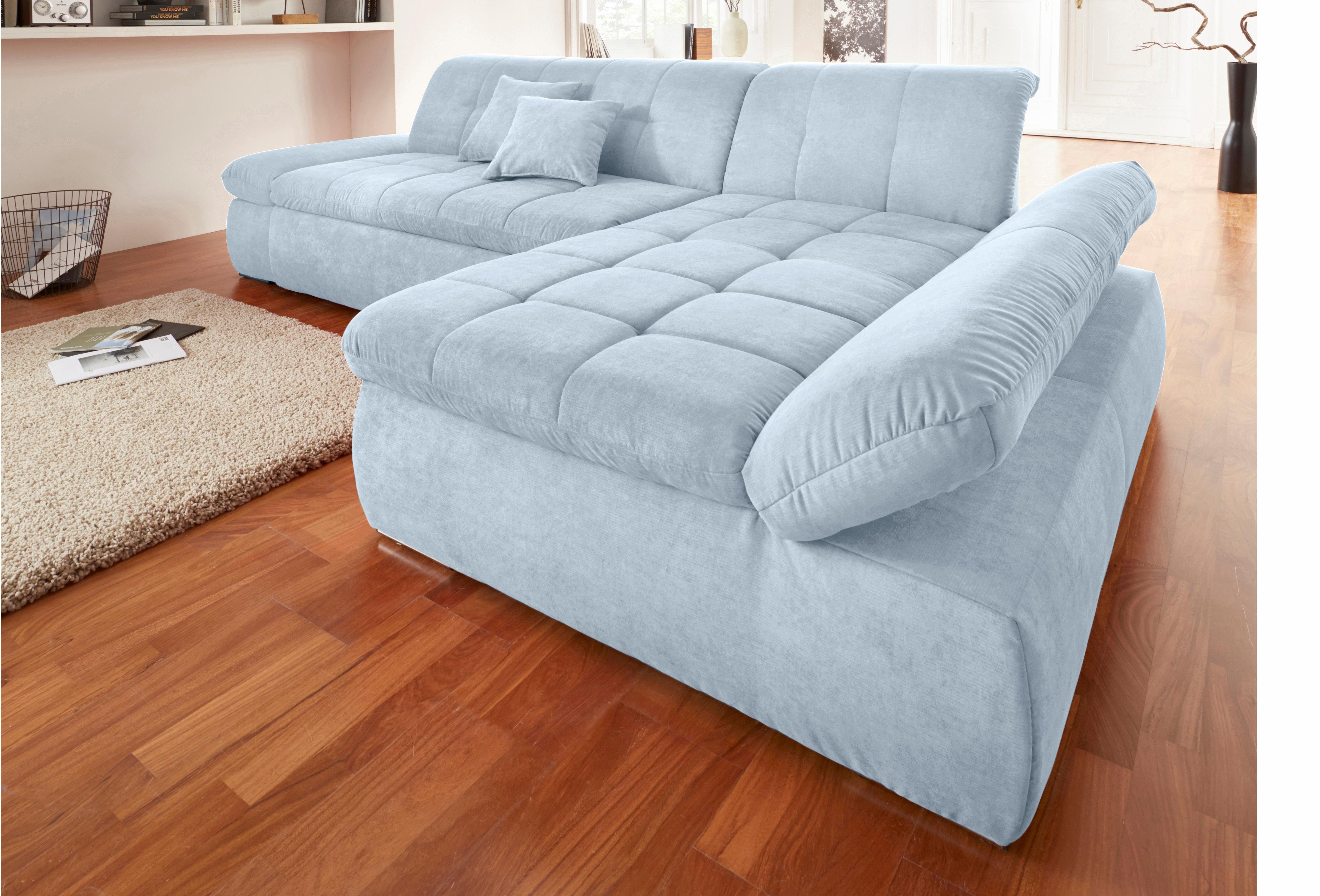 DOMO collection Ecksofa NMoric XXL, B/T/H: 300/172/80cm, Revamierenabschluss L-Form, wahlweise mit Bettfunktion und Armlehnverstel,lung