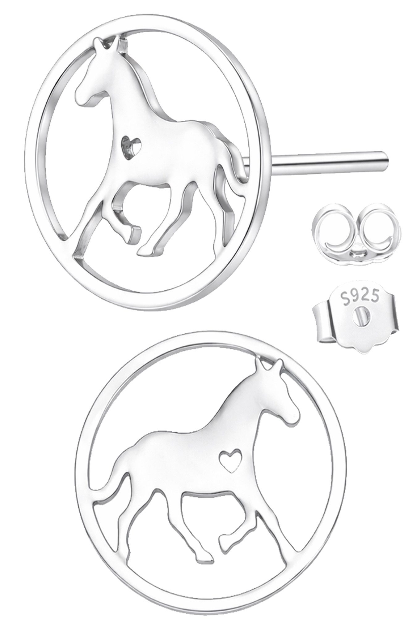 Paar Ohrstecker Kinder Ohrringe Pferd Mädchen 925 Silber Ohrstecker Geschenk