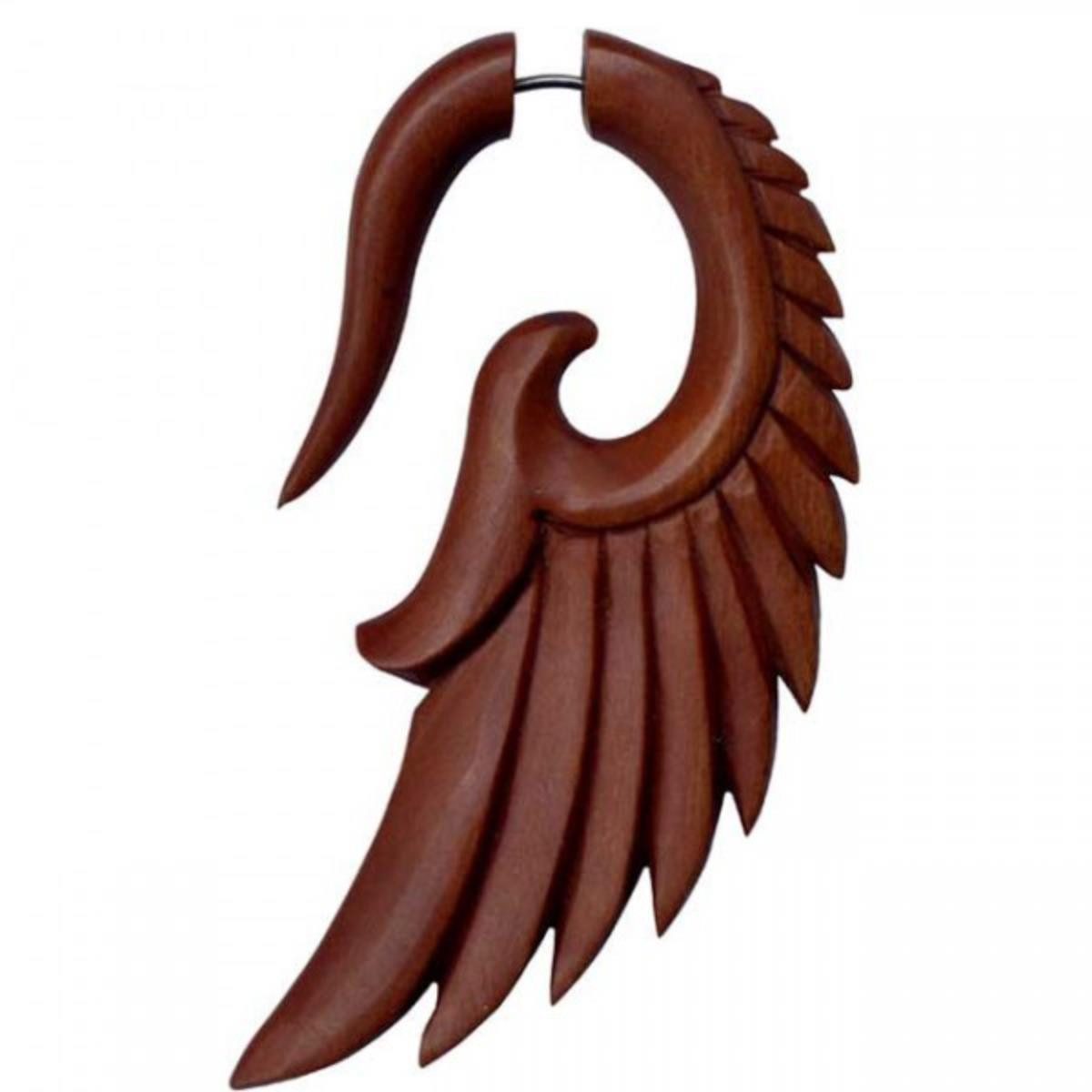Order & Smile Schmuck Fake-Spirale Fake Piercing: Dehnungssichel Holz Expander Sichel