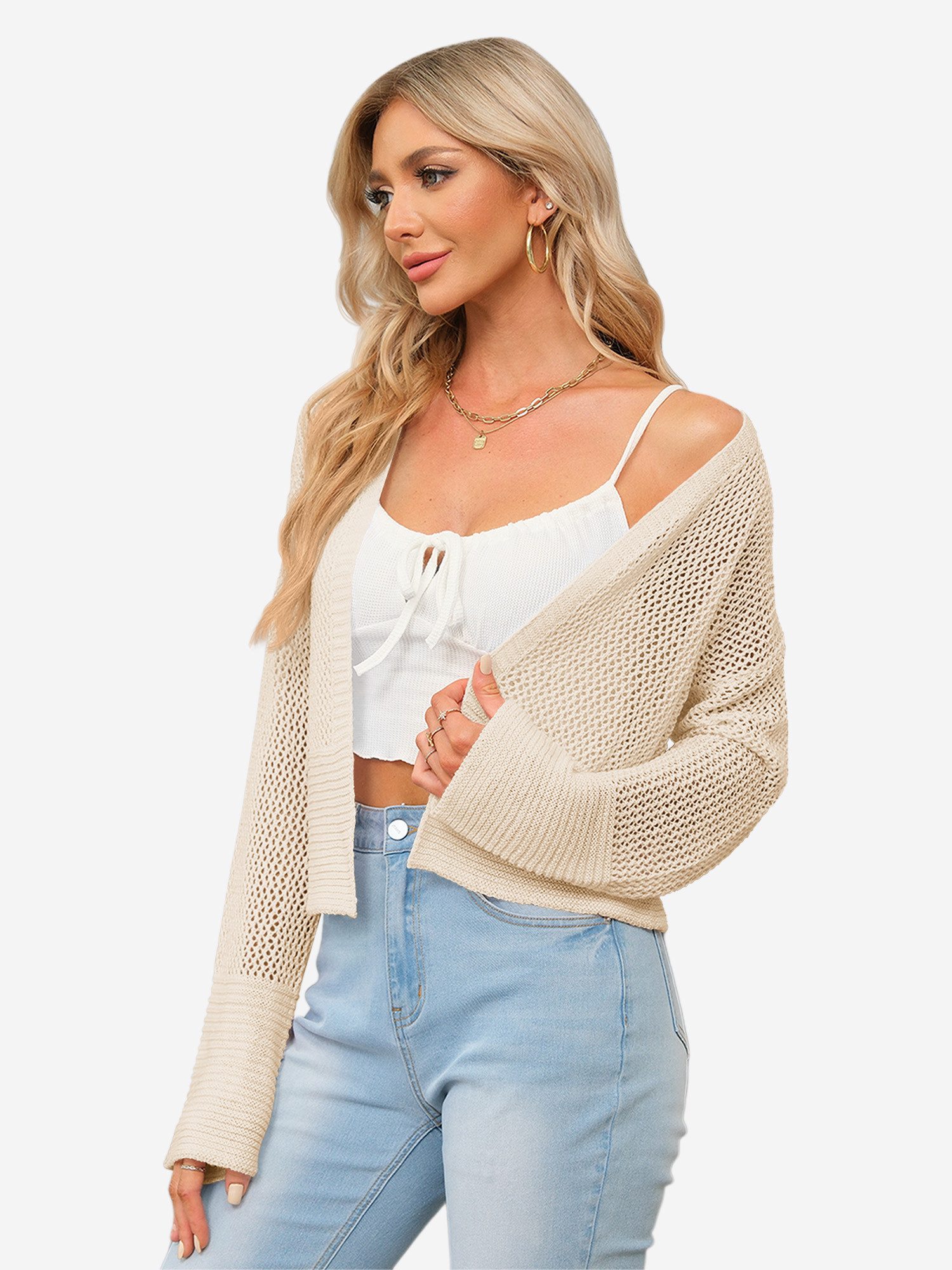 Imily Bela Cardigan Damen Kurzer Strickcardigan (Packung, 1-tlg., 1per-Pack) in Unifarbe – Bild 4 von 5